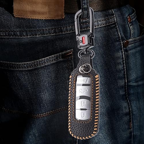 Miniatura 7 de Funda de cuero para llavero de Mazda, funda de cuero para llave inteligente de coche, soporte protector remoto compatible con Mazda 3 6 5 2 CX5 CX9