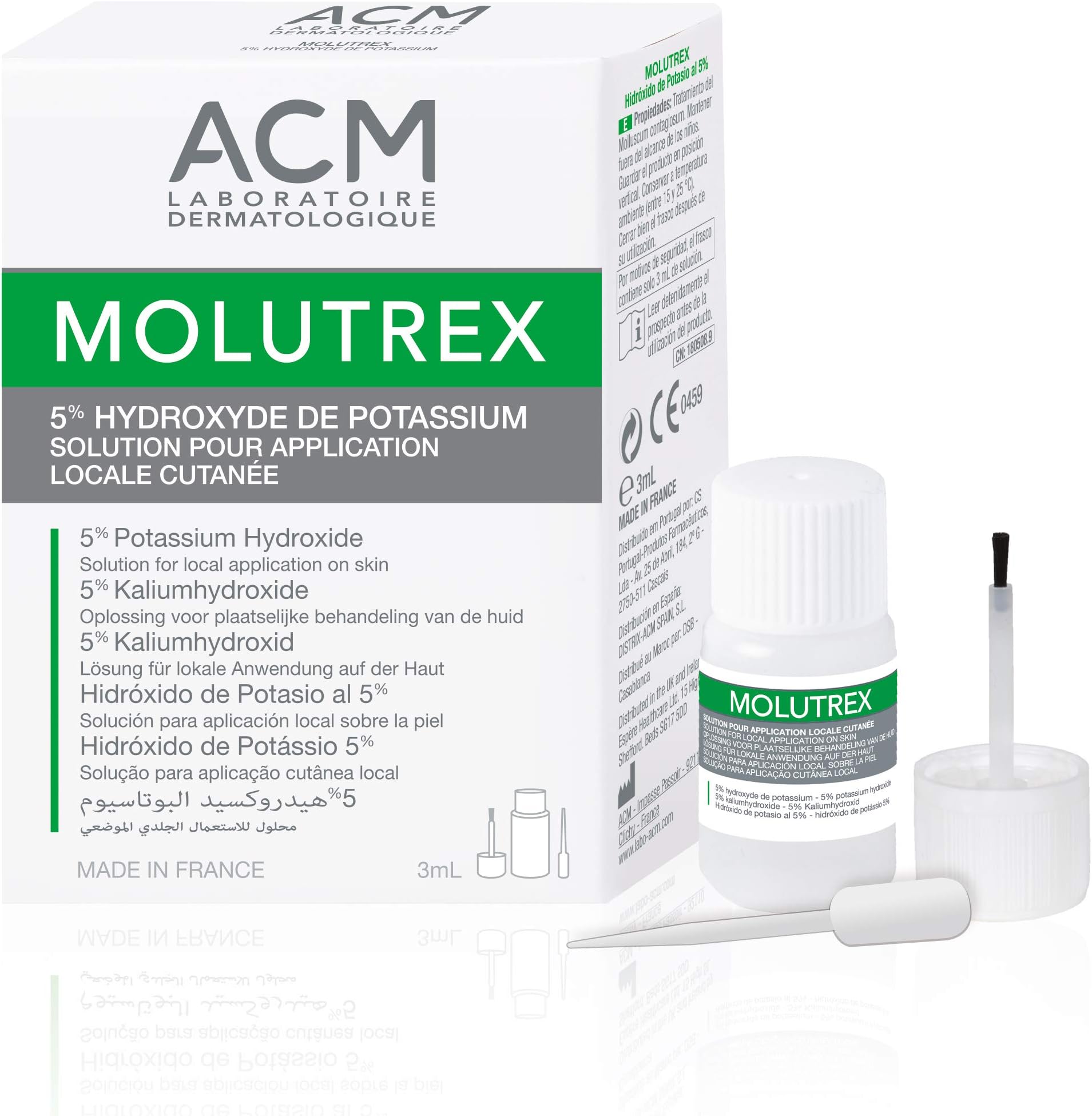 MOLUTREX TOPICAL MOLLUSCUM CONTAGIOSUM SOLUTION CLINICALLY PROVEN CERTIFIED CLASS 1 MD. 10ml