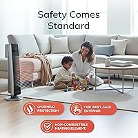 Vista 4 de Lasko Oscillating Digital Ceramic Tower Heater for Large Rooms, with Adjustable Thermostat, Timer and Remote Control, 29 Inches, 1500W, Black, 5586