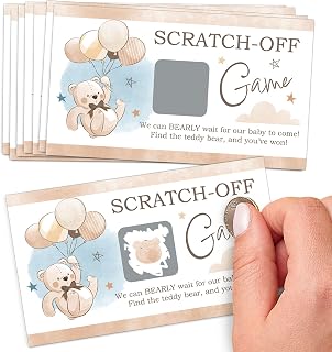 Big Dot of Happiness We Can Bearly Wait - Teddy Bear Baby Shower Game Scratch Off Cards - 22 Count