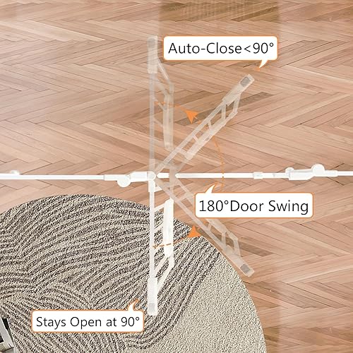 Miniatura 3 de Puerta de bebé extra ancha de 70 pulgadas con puerta para gato, puerta plegable para perros, puerta para mascotas para escaleras de la casa,