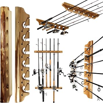 Rush Creek Creations 6-Rod Vertical Wall-Mount Fishing Pole Holder