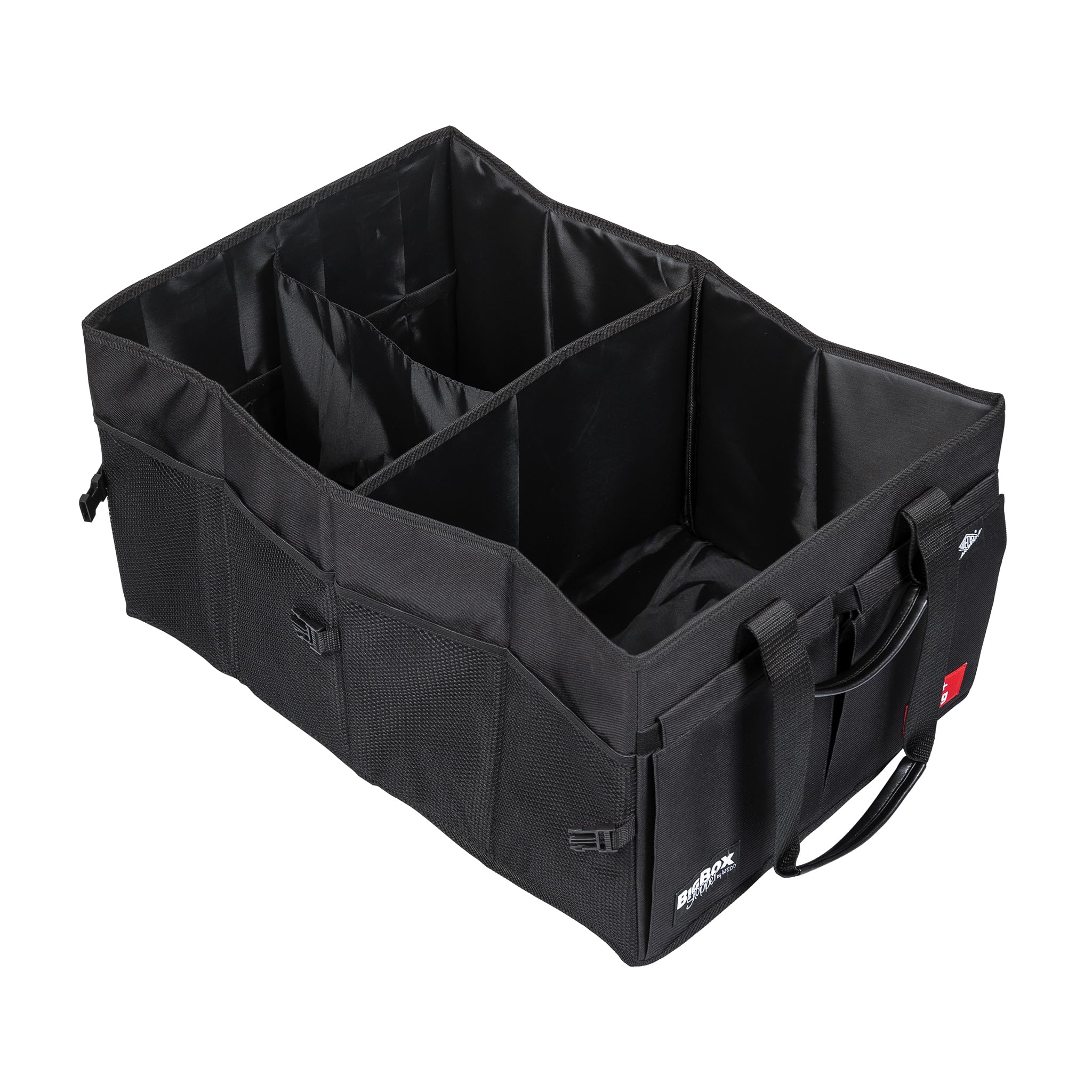 Wedo 582531 torba do bagażnika Big Box Shopper (rozmiar XL (z poliestru, 60 x 40 x 30 cm, kieszenie wewnętrzne i zewnętrzne, zapięcie na rzepy, szybkie zapięcie, składana, min. nośność 25 kg) czarna