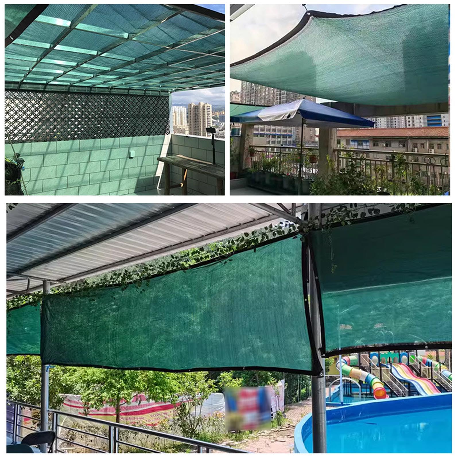 Red de jardín 40% de protección solar para plantas, sombra de balcón al aire libre, toldo de malla verde, tela de protección UV, red de vela de 9,5 x 10 m para flores