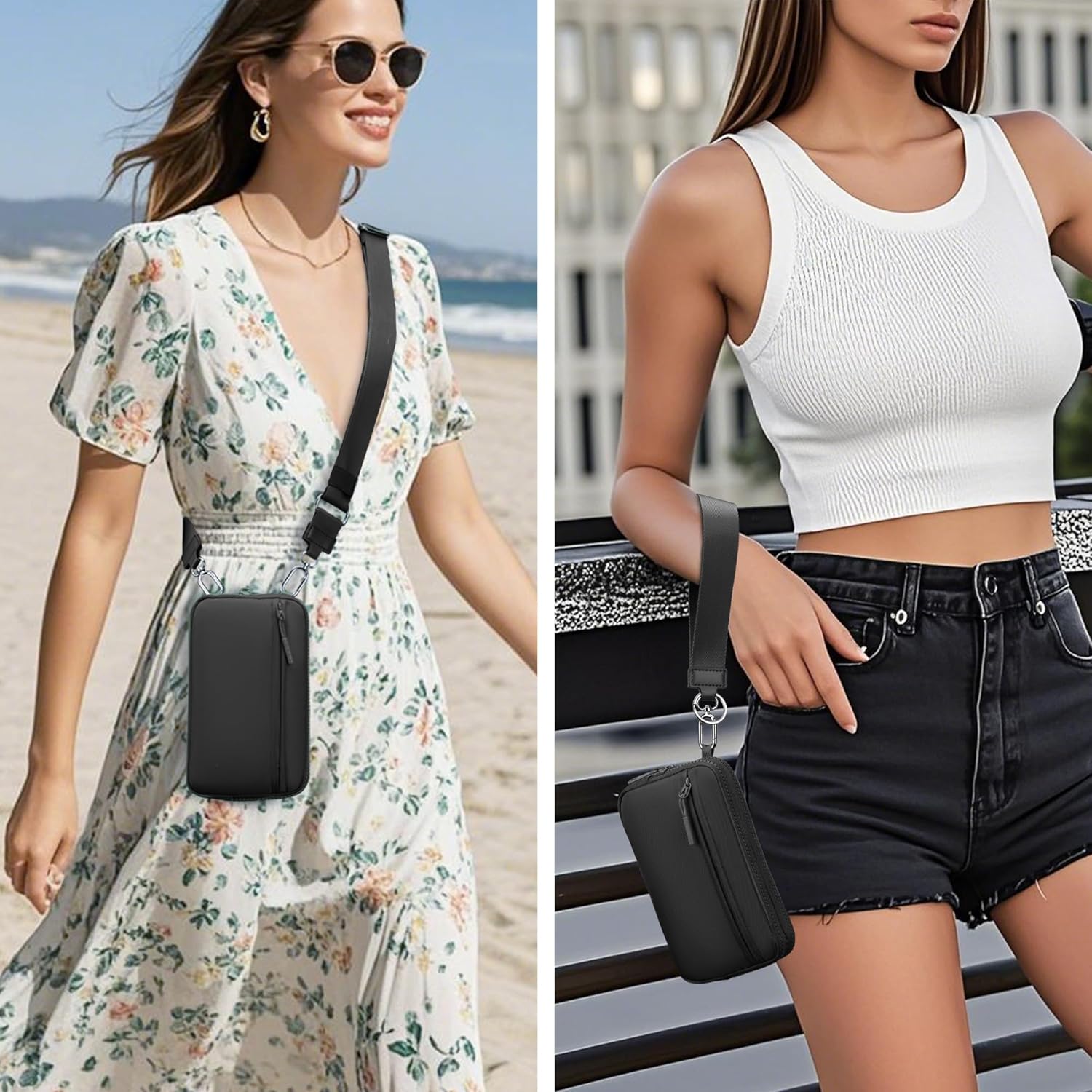 FODOKO Wristlet wallets for women Nylon Quilted Wallet with 4 Zippers,Travel Credit Card,Holder Cell Phone Organizer - Image 2