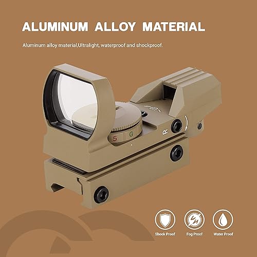 Miniatura 12 de ESSLNB Visión refleja de punto rojo y verde con 4 retículas y soportes de riel de 20/0.866 in, impermeable, a prueba de golpes, con 5 brillo