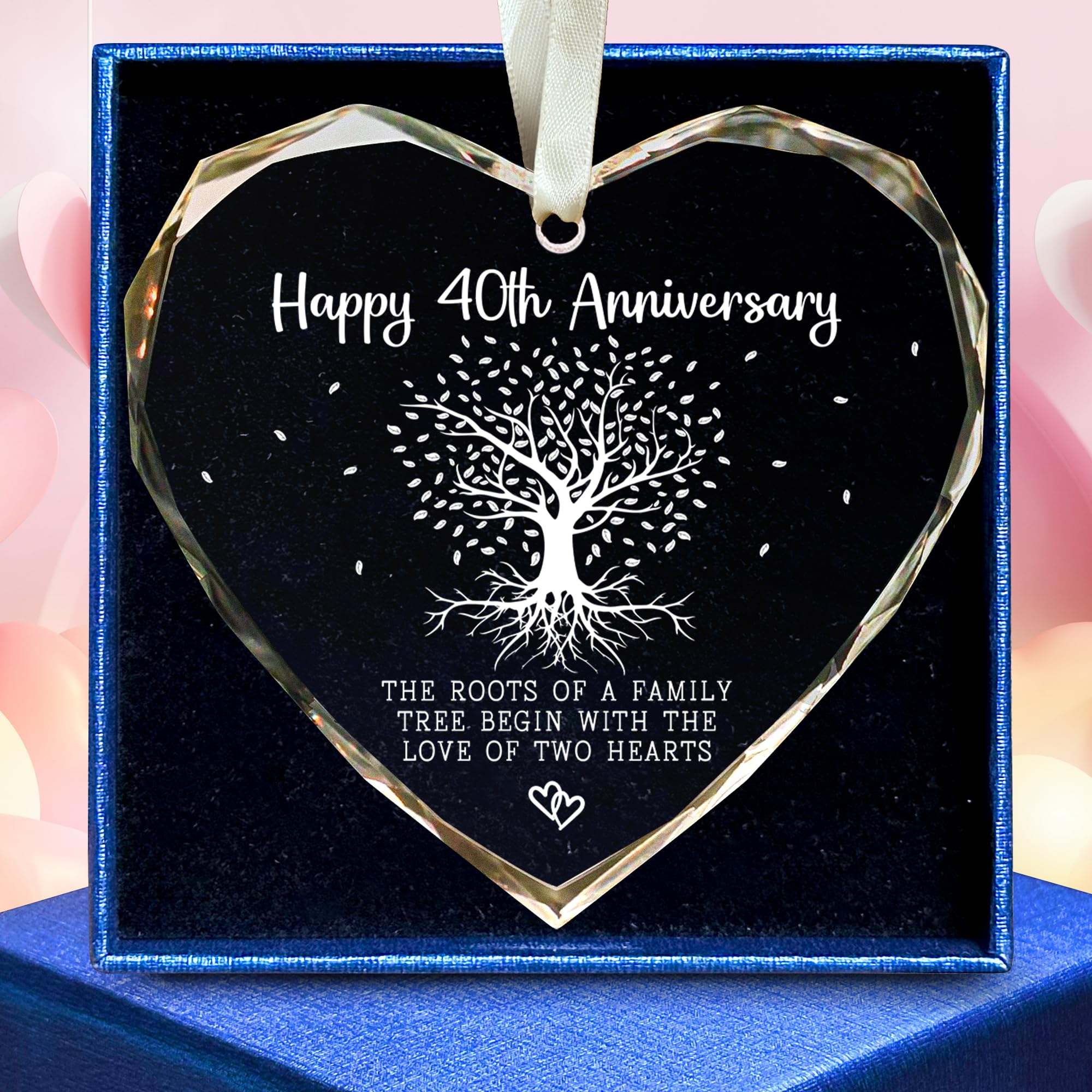 SUCHAGIFT Gifts for 40th Wedding Anniversary - 40th Wedding Anniversary Ornament, 40 Marriage Ornament - 40 Anniversay Married Gifts - 40 Marriage Gift for Parents, Couple - Glass Ornaments