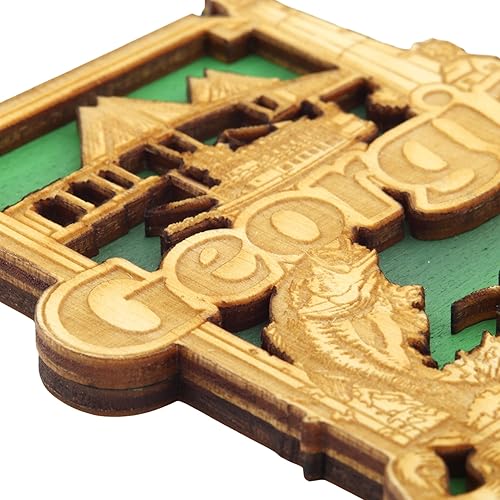 Miniatura 3 de Imán de madera del estado de Georgia, accesorio cortado con láser para refrigerador, armarios y pizarras blancas, regalos de recuerdo de viaje por