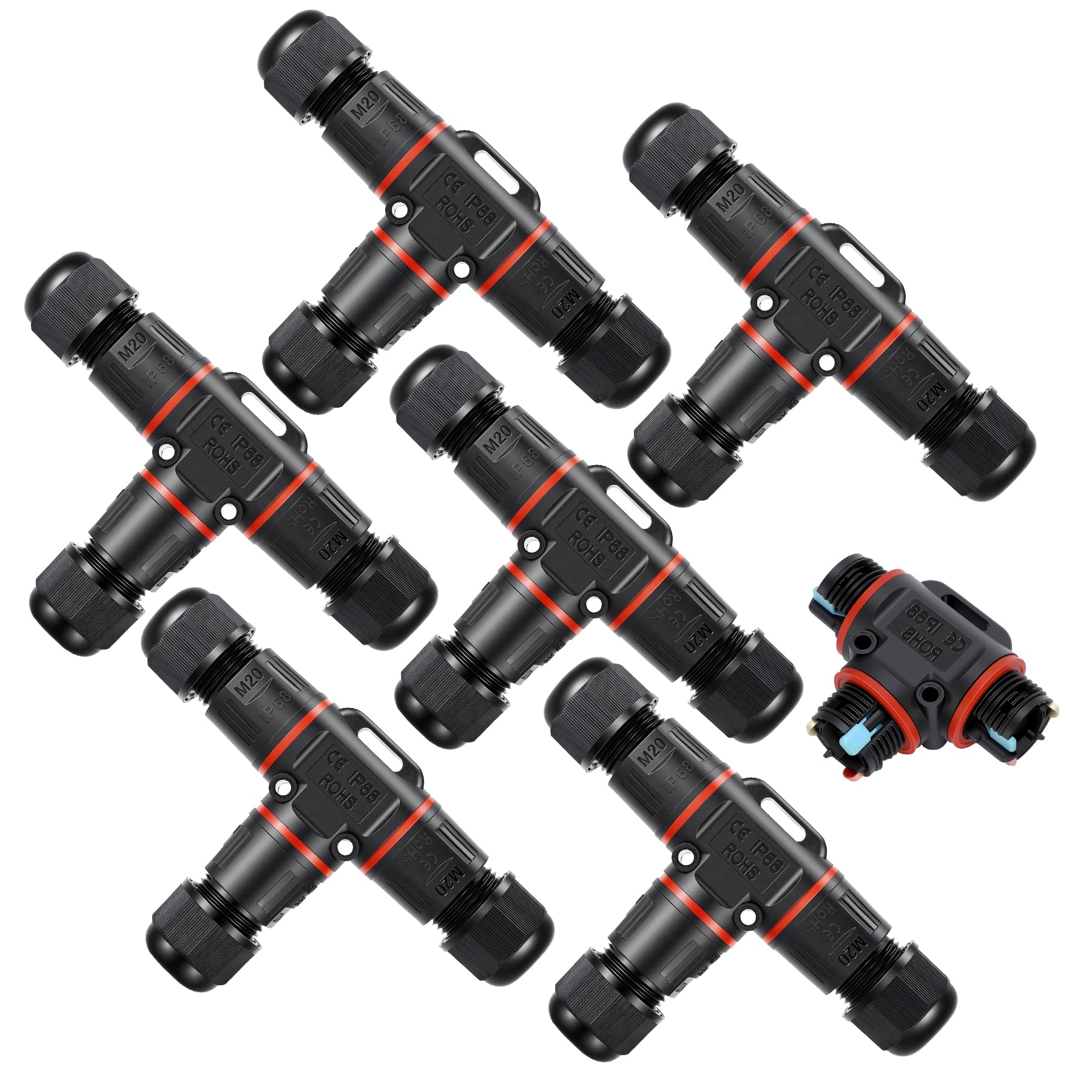 6 Piezas Conectores de Cable IP68 Impermeables, para Diámetro de Cable Ø3-12 mm, 3 Pines Empalmes Cables Electricos, Conexión rápida