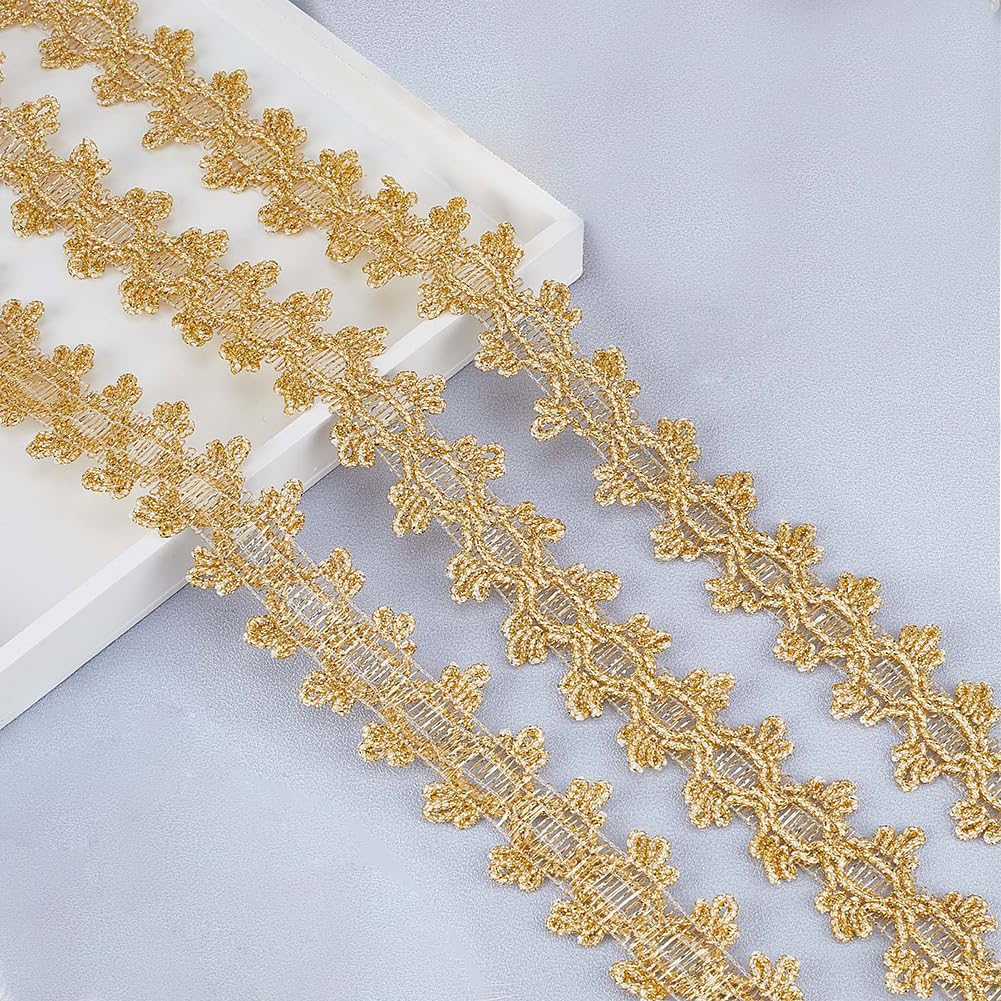 18.3M 34mm Nastro Intrecciato In Oro, Rifinitura In Pizzo di Poliestere, Rifinitura Floreale, Rifinitura In Tessuto Intrecciato Metallico per Tappezzeria, Rifiniture Alla Rinfusa per La Crea
