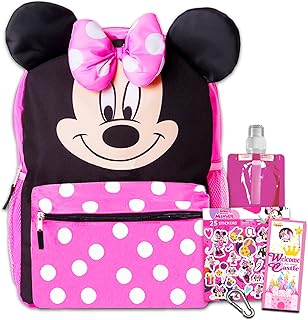 Disney Minnie Mouse School Supplies Set - Minnie School Bag Bundle with 16" Backpack for Girls with Stickers, Water Pouch, and More (Minnie School Backpack)