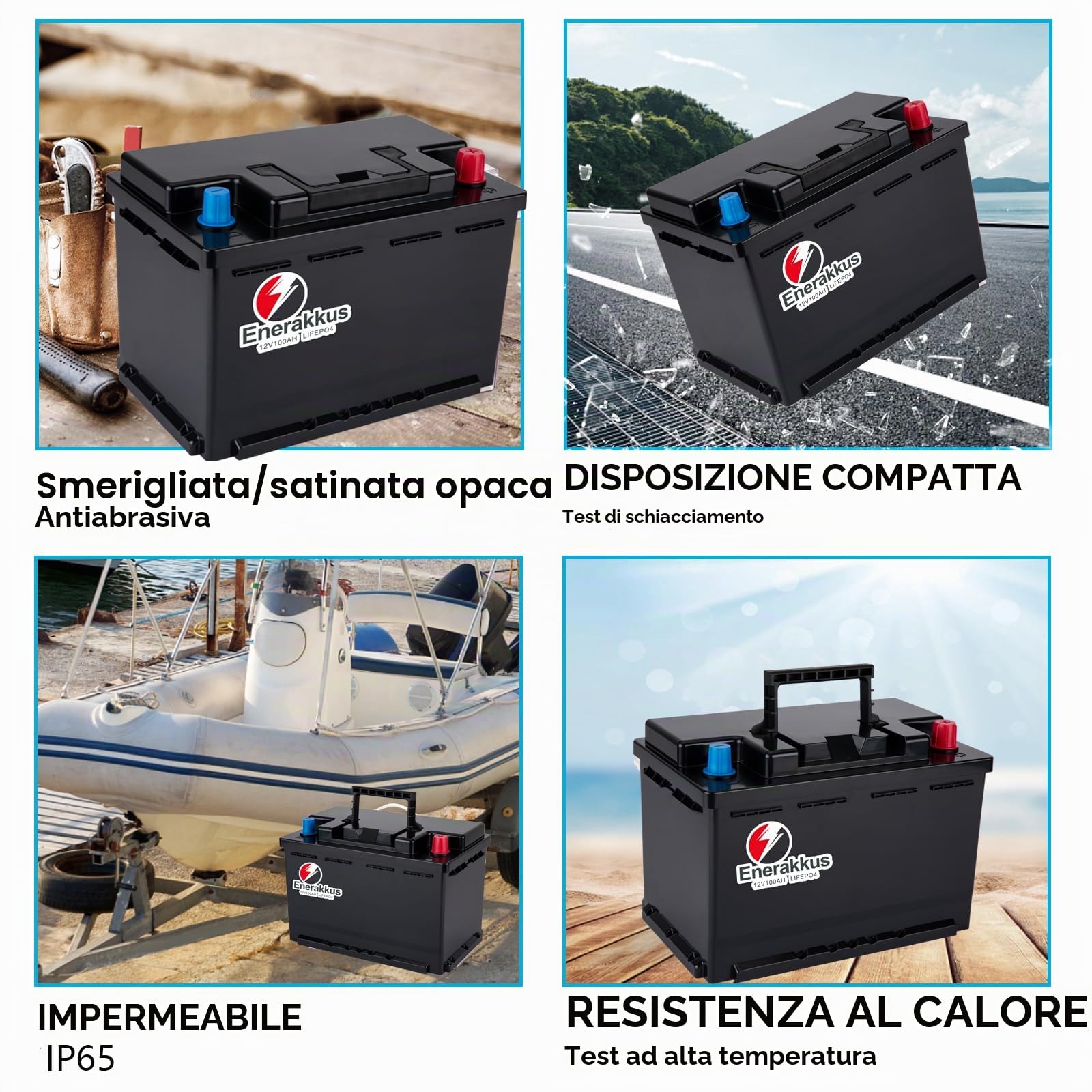 Batteria al litio LiFePO4 da 100 Ah 12 V, 100 Ah con batteria al litio integrata da 100 ABMS, batteria adatta per motore a traina, batterie solari, camper