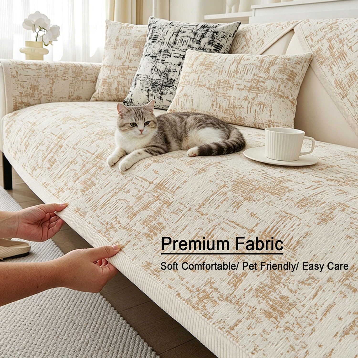 Funda Sofa 3 plazas Color Protector de Sofá Universal Forma de L Cubre Sofas Topper Sofa Tacto Suave y Resistente Ideal para Mascotas Antideslizantes(Black,110 * 240cm)