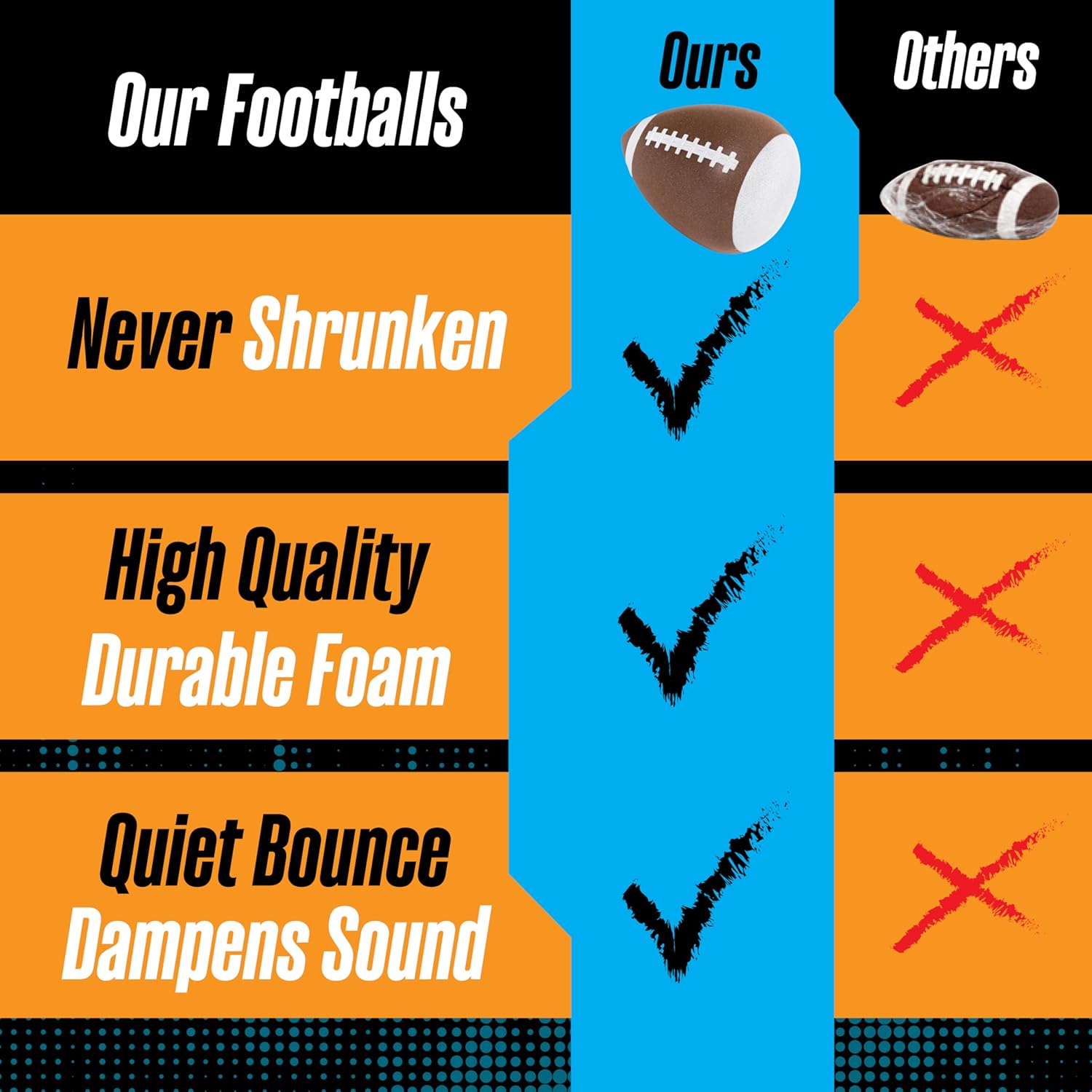 Bounceback Football | Quiet Indoor Foam Solo Catch Ball with Noise Reduction for Training & Playing, Boys & Girls, Never Shrunken | Brown, Game Size-20" Circumference (1 Pack)