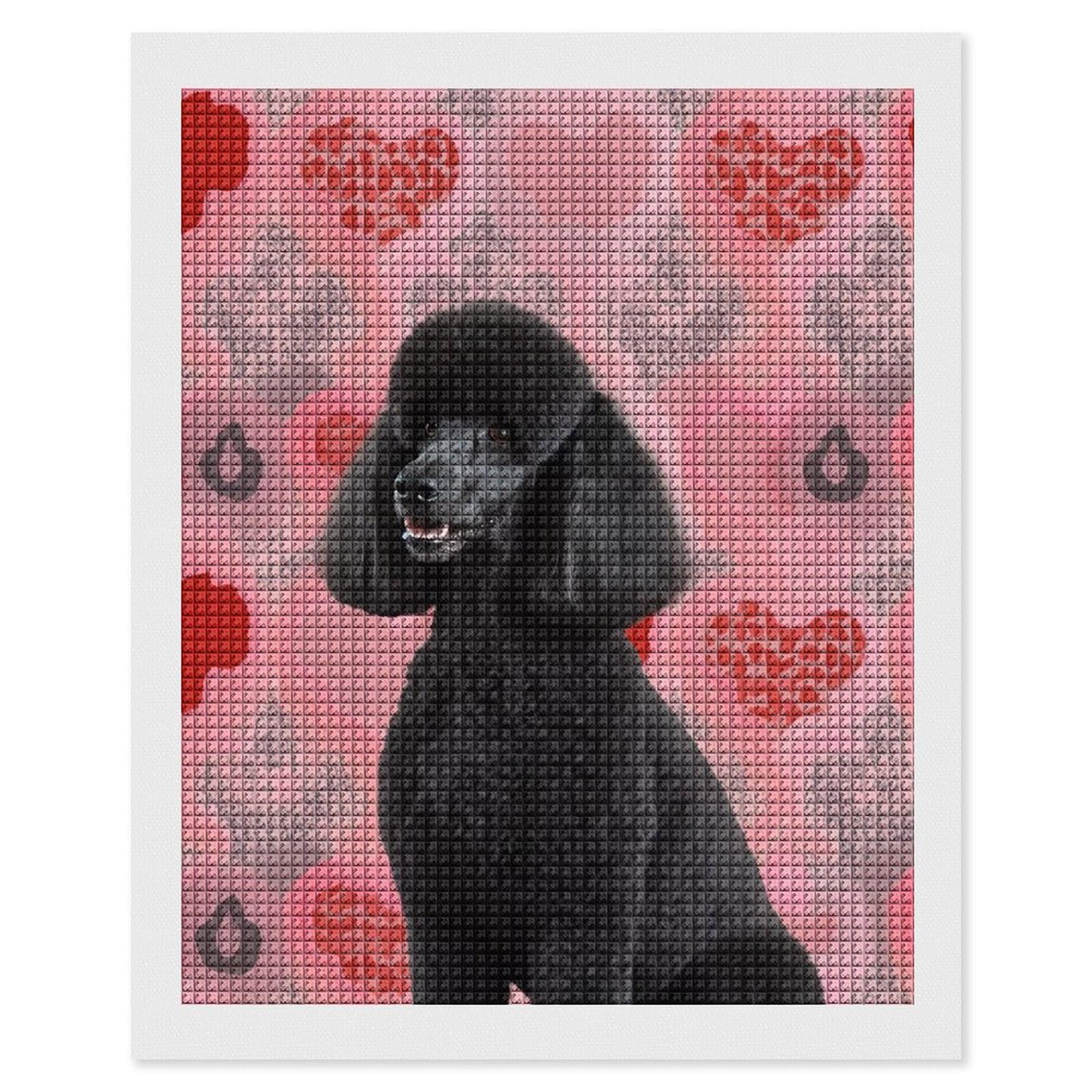 FodPand Poodles Dogs 5D Diamond Painting Kits for Adults Beginners Full Drill Square Diamond Dots Pictures Gem Art Supplies for Home Wall Room Decoration DIY Craft Set Gift 16x20