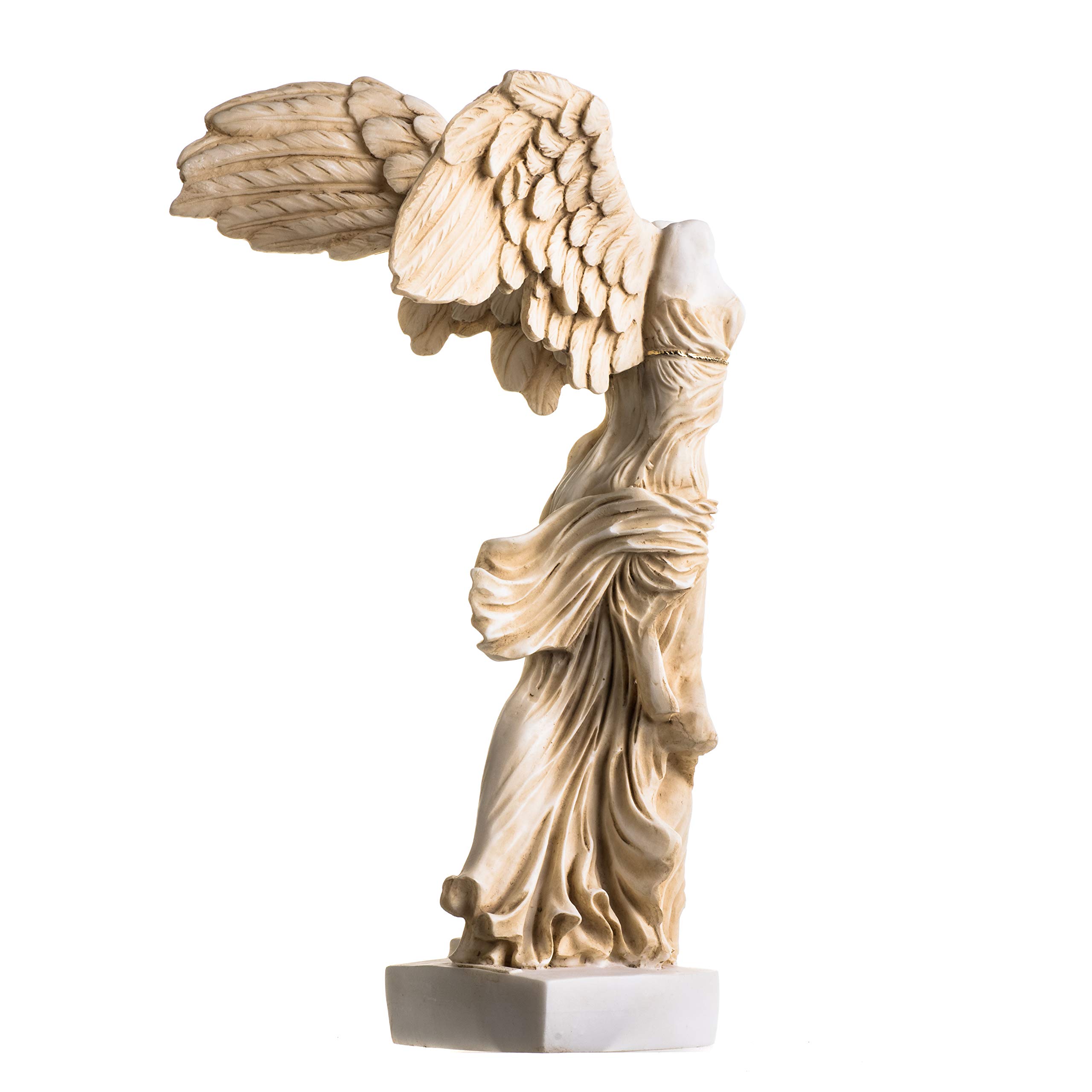 BEAUTIFUL GREEK STATUES Estatua alada de la Victoria de Samotracia, tono dorado, alabastro, ruinas antiguas, museo del Louvre, 13.8 pulgadas