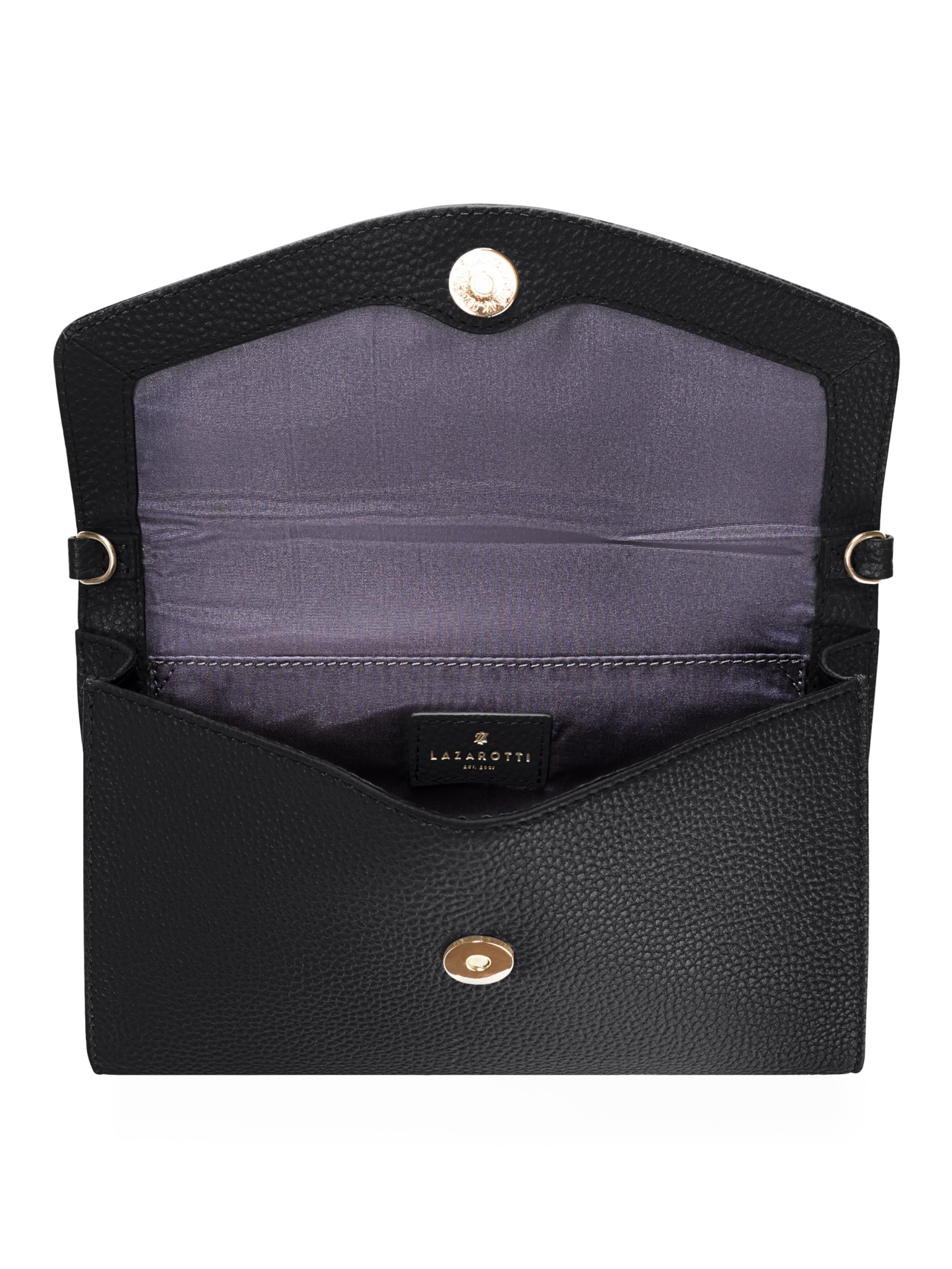 Lazarotti Bologna Leder Clutch | 23 cm mittelgroße Damen Umhängetasche | Hand-Tasche mit abnehmbarem & verstellbarem Schulterriemen