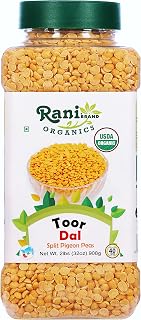 Rani Organic Toor Dal (Split Pigeon Peas) 32oz (2lbs) 908g PET Jar ~ All Natural | Vegan | Gluten Friendly | Non-GMO | Indian Origin | USDA Certified Organic