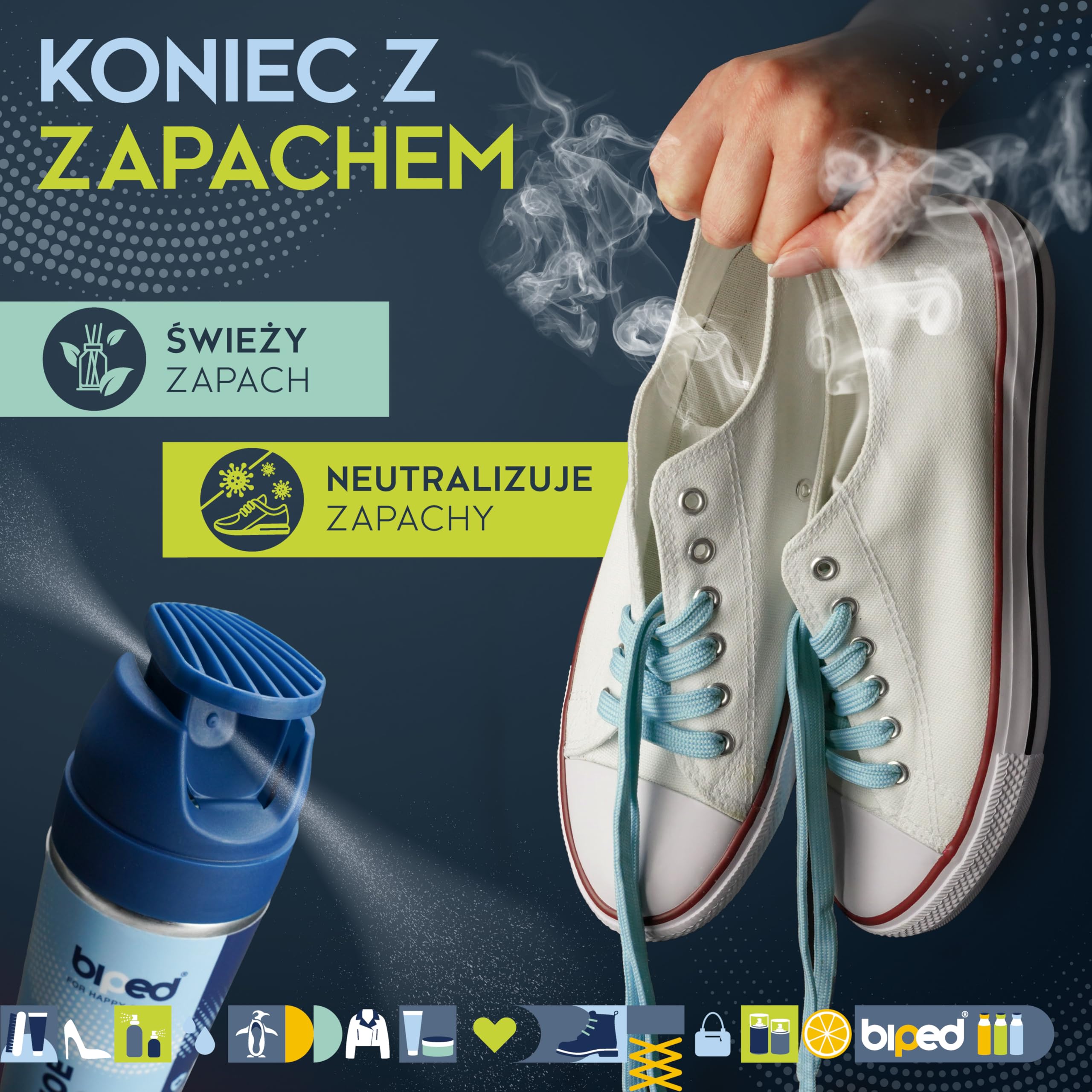 biped SHOE DEO spray do butów antybakteryjny – neutralizuje zapach i pot – do sportu pracy i codziennego użytku 100 ml – wyprodukowano w Niemczech z3001
