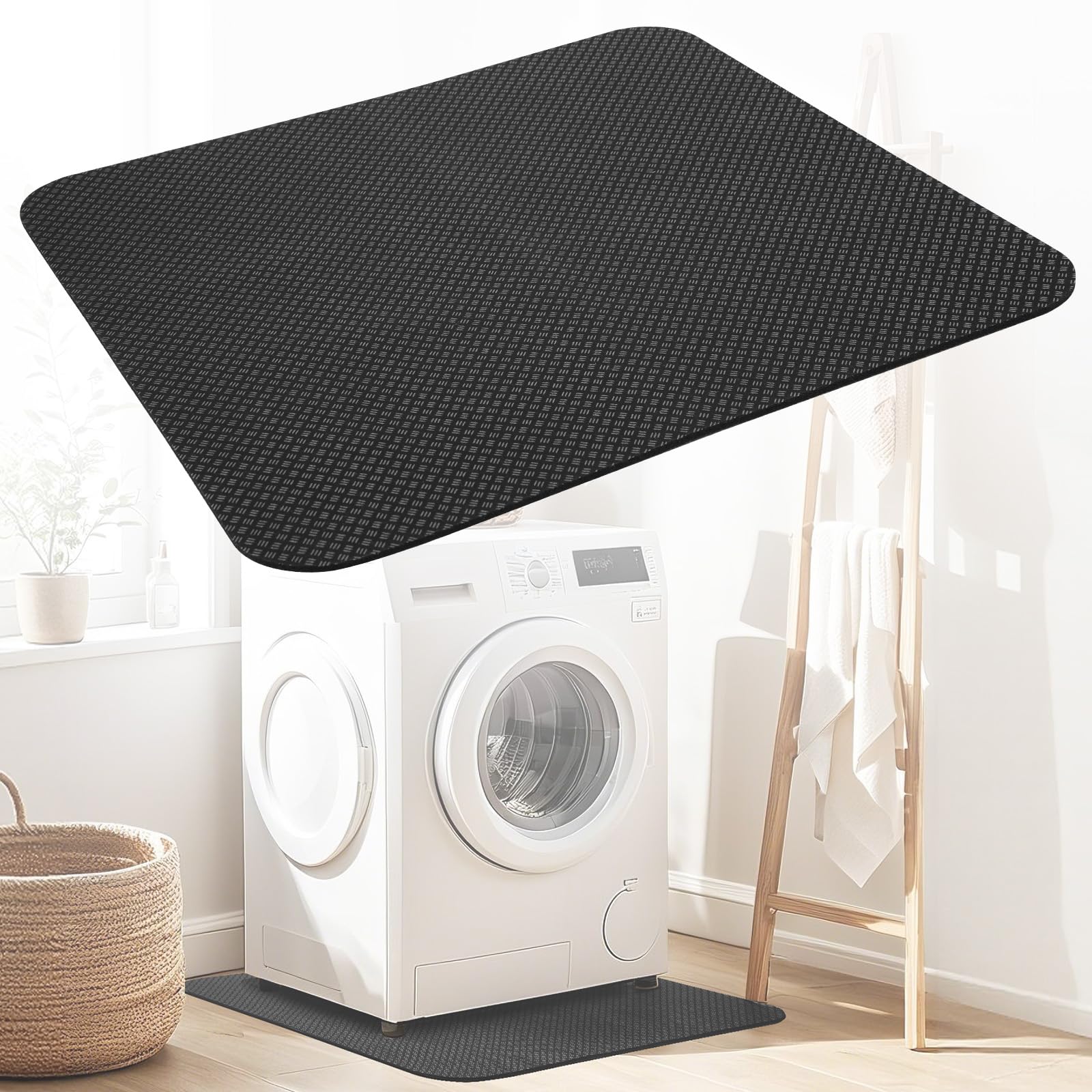 Tapis anti-vibrations pour machine à laver - 60 x 60 cm - Antidérapant en PVC - Absorbe les chocs - Imperméable et stable - Pour sèche-linge et appareils ménagers