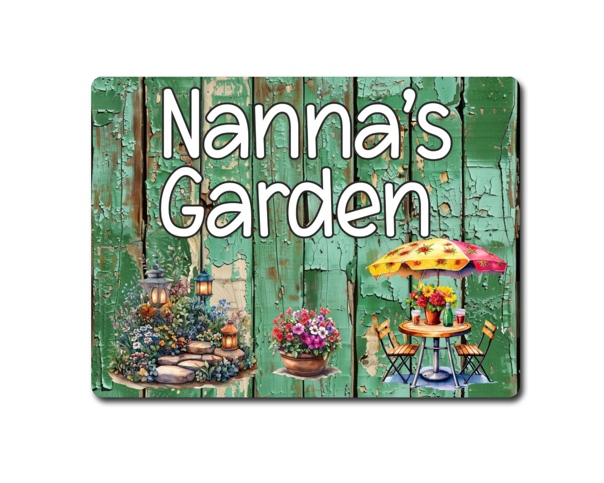 Decalarama Gardening Metal Sign Gift – Nanna's Garden - Family Fun Home Allotment Novelty Aluminium Present