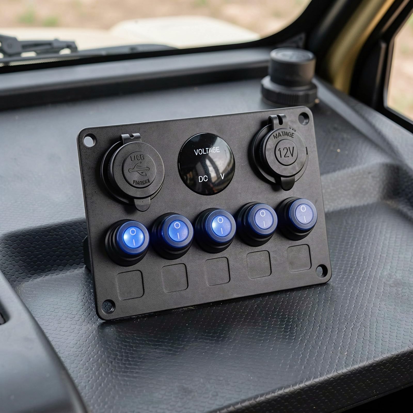 2 Stück Aluminium Wippschalterpanel 12v 24v mit Spannungsanzeige