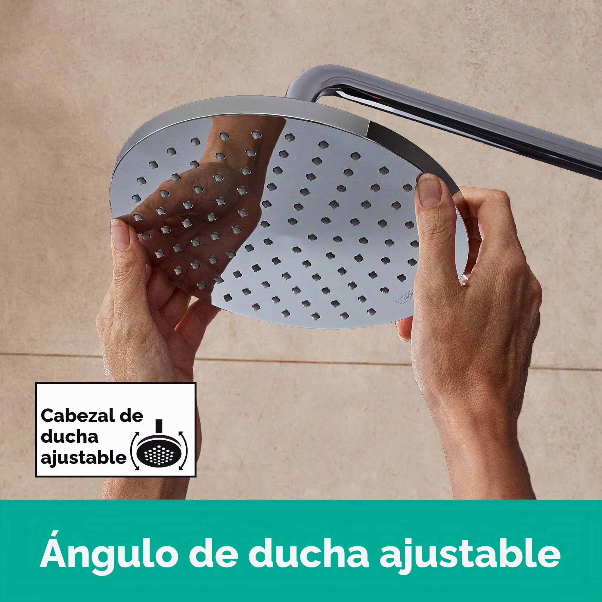 Hansgrohe Vernis Blend Sistema de ducha con termostato 200, 1 tipo de chorro Ahorro de agua con termostato de bañera, cromo, 26079000