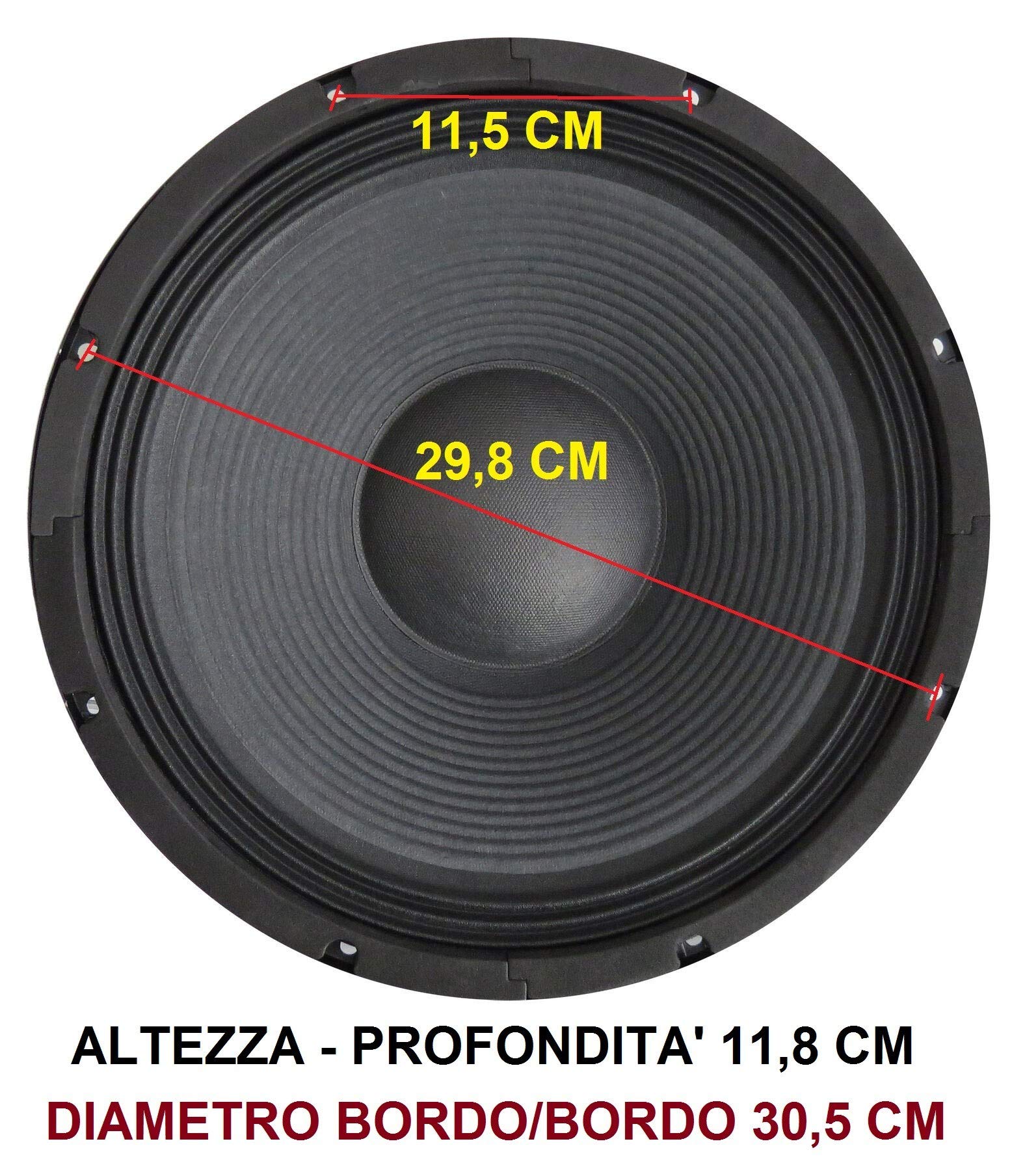 WOOFER 30 CM 4 OHM 31 CM 12" POLLICI 500W SUBWOOFER PANNELLO AUTO ALTOPARLANTE