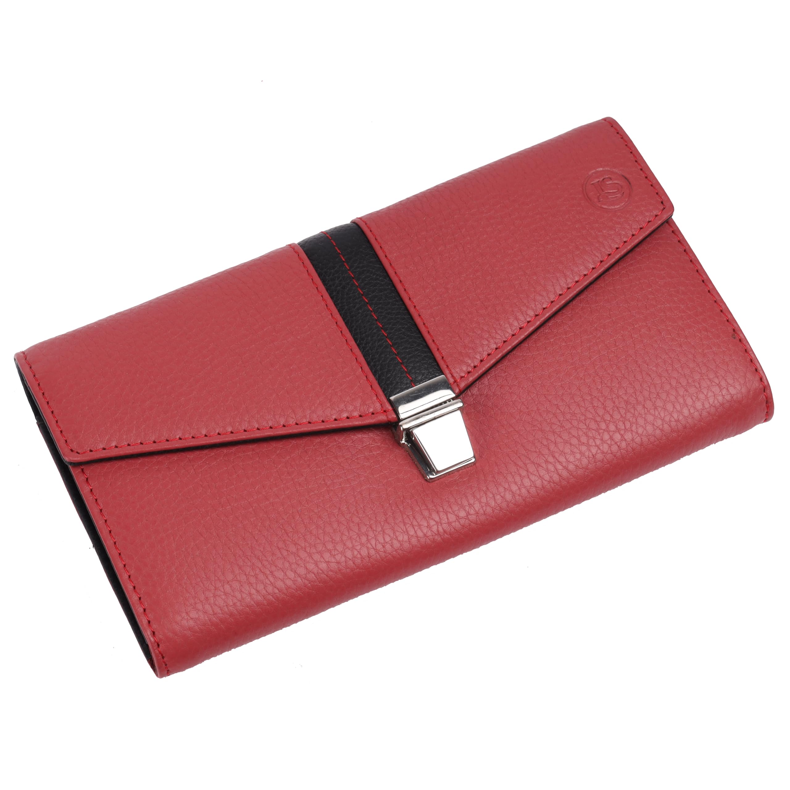 leather street Top Grain Genuine Leather Women Hand Purse, Stylish Handheld Purse, Clutch for Girls Colour Dark Pink/Black-picture-11