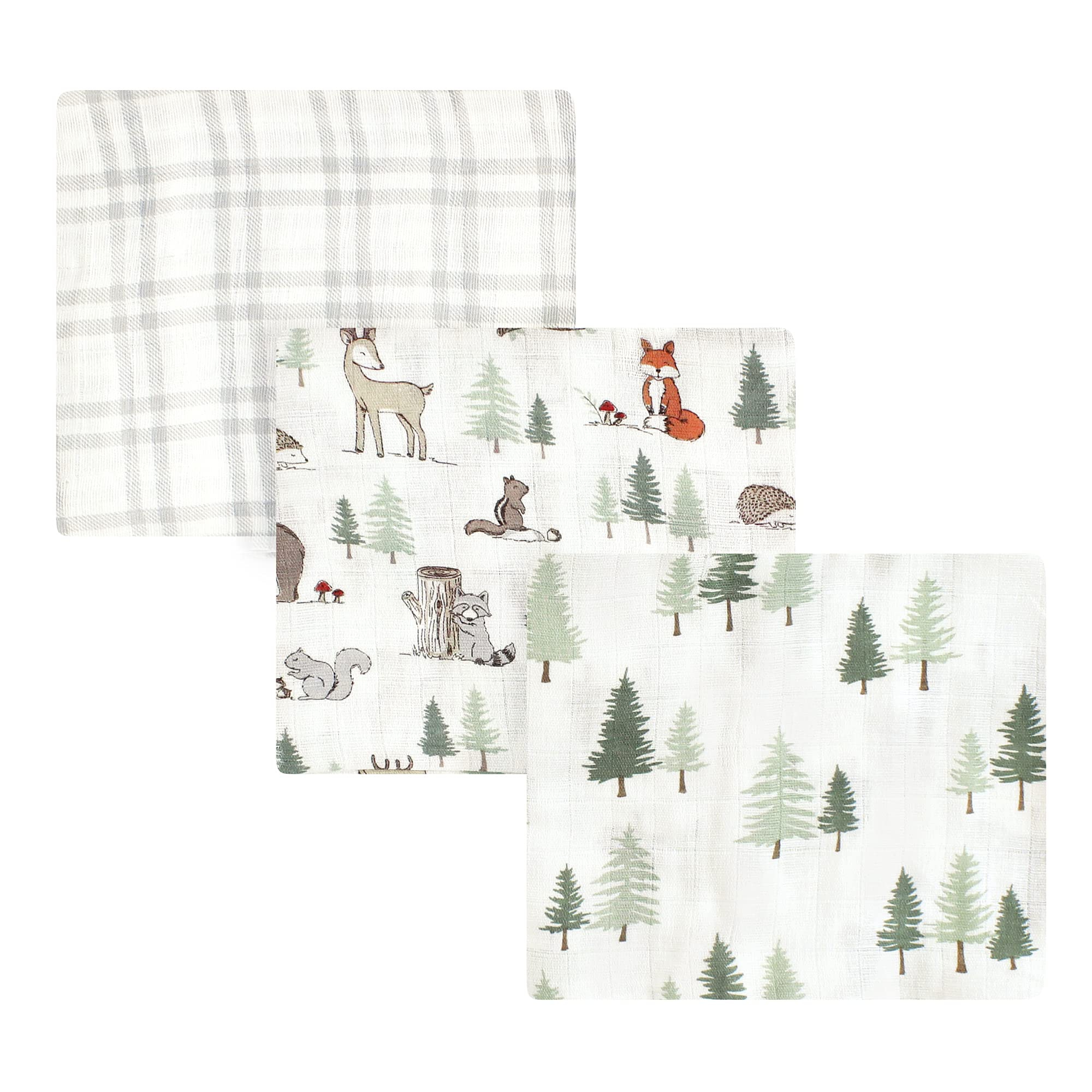 Hudson Baby Mantas unisex de muselina de algodón para bebé, animales del bosque, paquete de 3