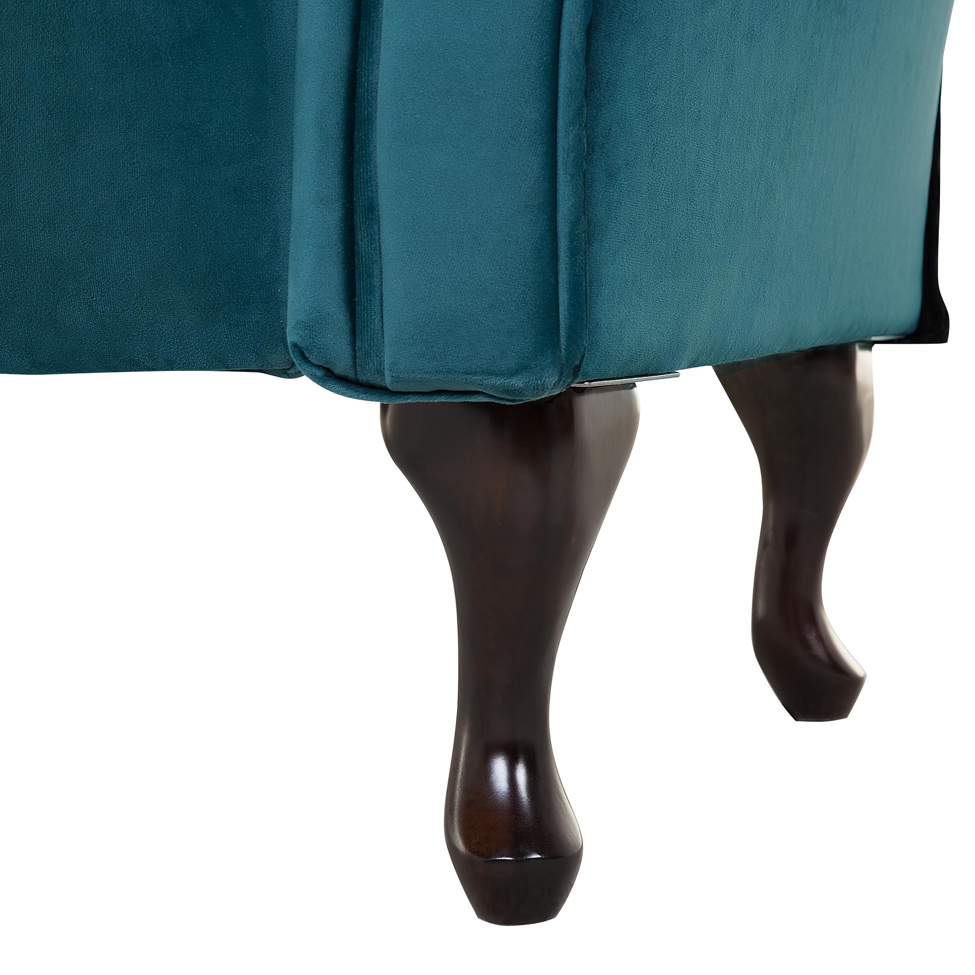 Beliani Chaiselongue Samt blau grün Links gesteppt mit Kissen Chesterfield-Stil Lattes