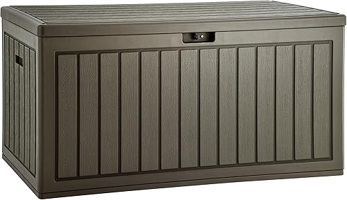 YITAHOME Caja grande de 90 galones, cajas de almacenamiento de resina de doble pared para exteriores, almacenamiento de cubierta para muebles de
