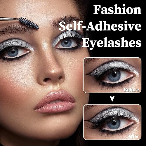 Miniatura 2 de 2 pestañas autoadhesivas sin pegamento, reutilizables, con tiras adhesivas de repuesto, 3D, pestañas densamente falsas para mujeres y niñas,