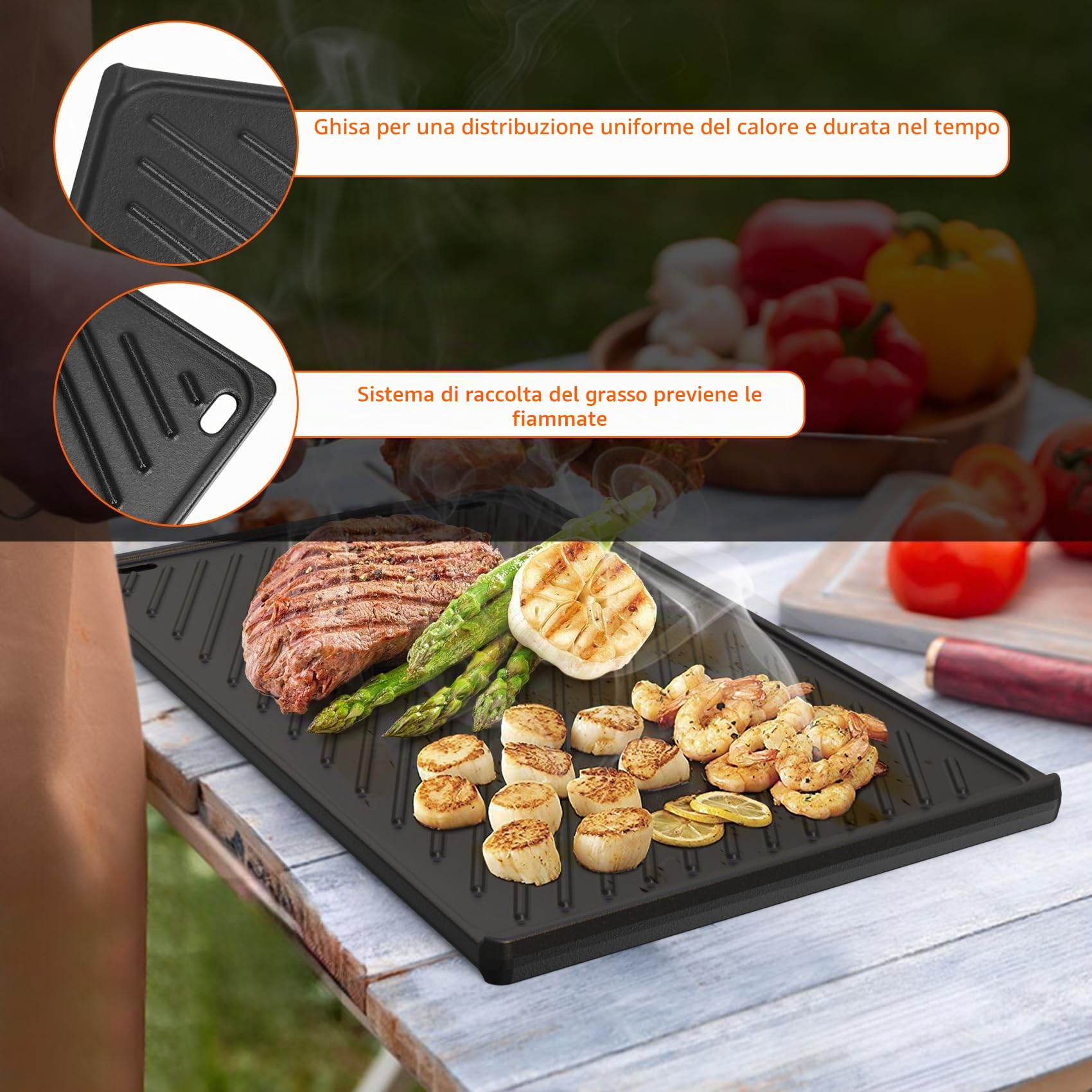 onlyfire Piastra in Ghisa per Griglie a Gas Weber Genesis II e II LX 400 Series, II E/S-410, II E/S-435, II LX E/S-440, Piastra Reversibile, Ricambio per Weber 66089/66097