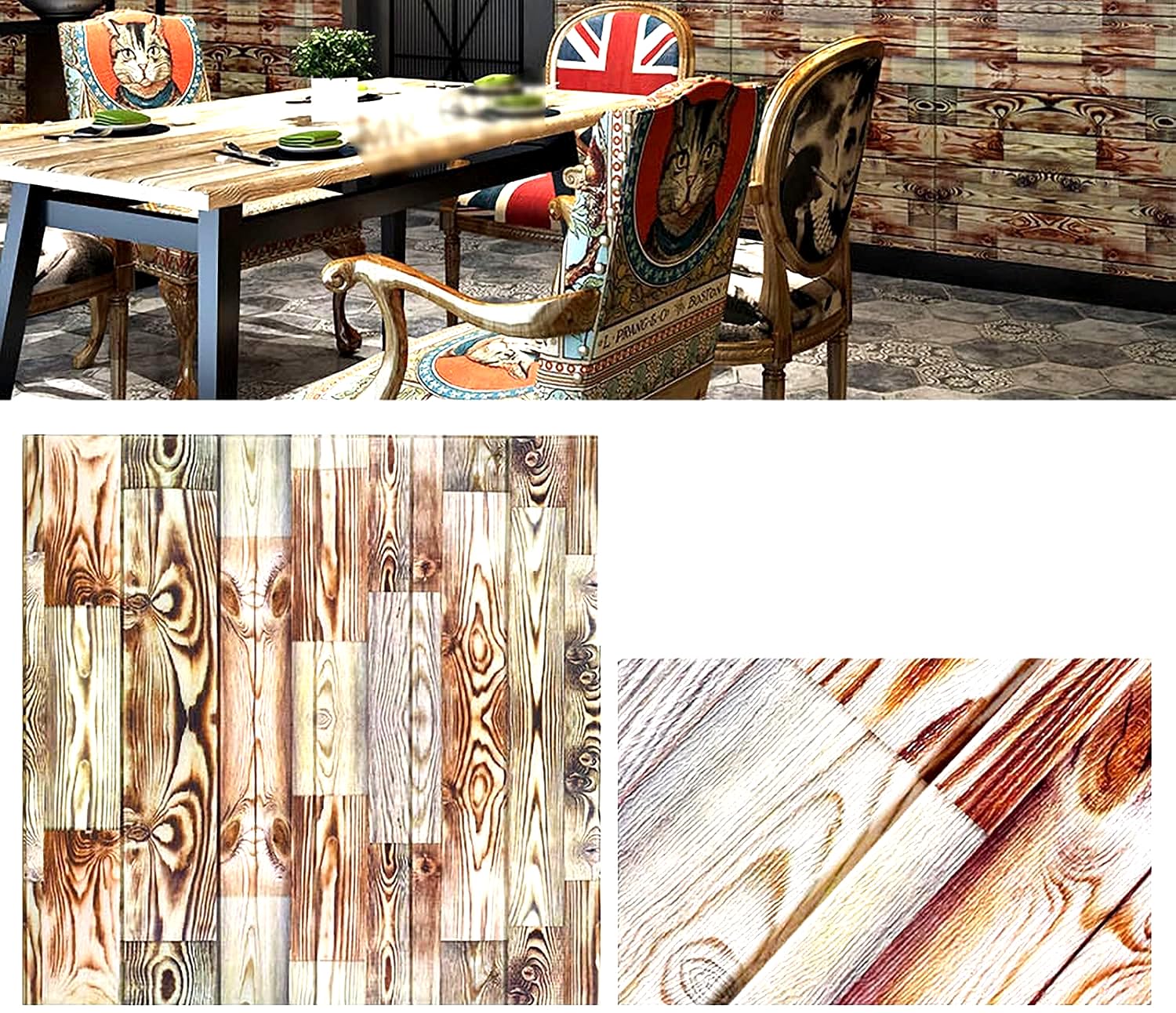 Pannelli 3D Adesivi Per Parete - Effetto Mattone/Pietra, Schiuma PE, 10 Pezzi (Grigio Legno) - Foto 8