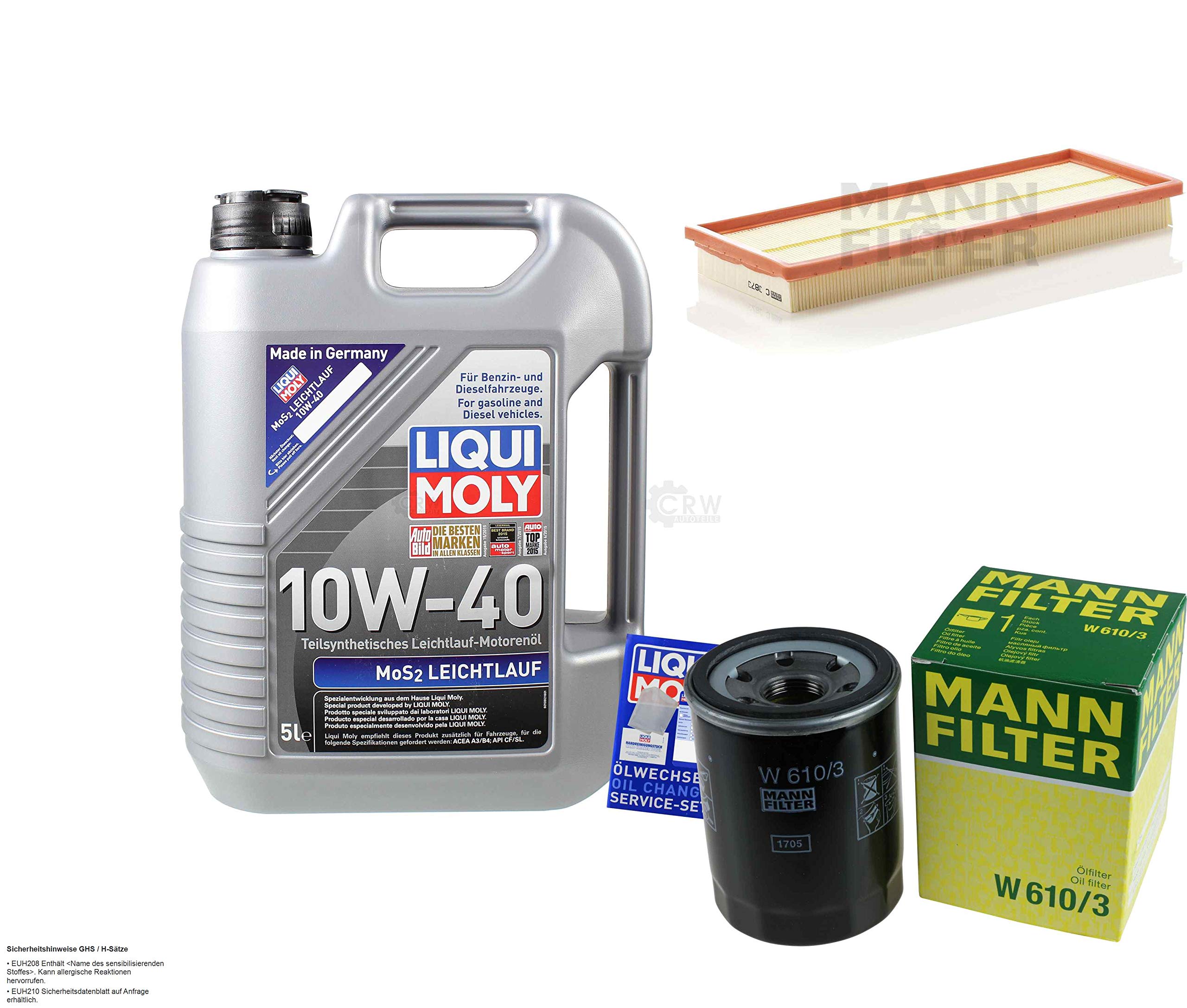 Juego de filtros de 5 litros de aceite de motor MoS2 de marcha suave, 10 W-40, filtro de aire, filtro de aceite