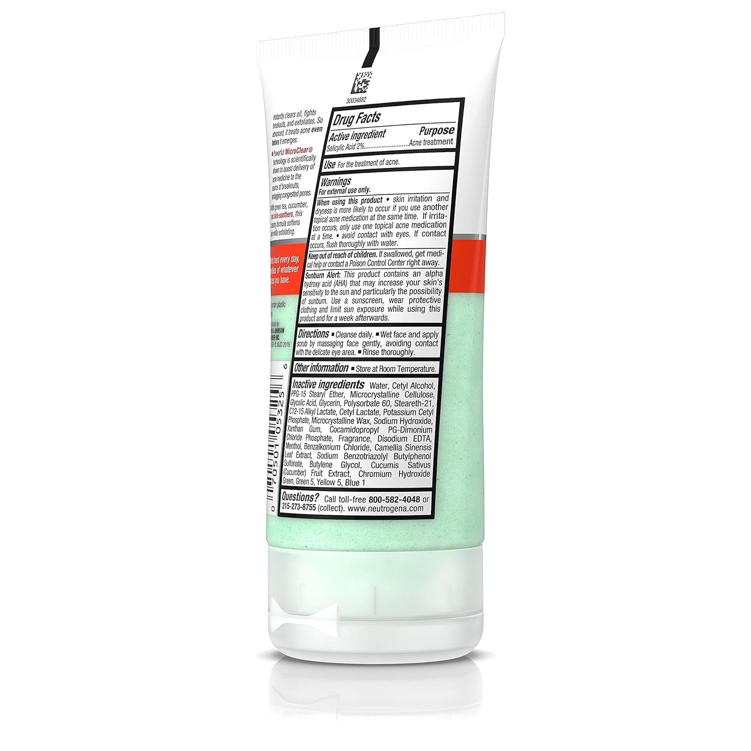 Neutrogena Oil-Free Acne Stress Control Power-Clear Face Scrub, Salicylic Acid Acne Treatment for Acne-Prone Skin, 4.2 fl. oz