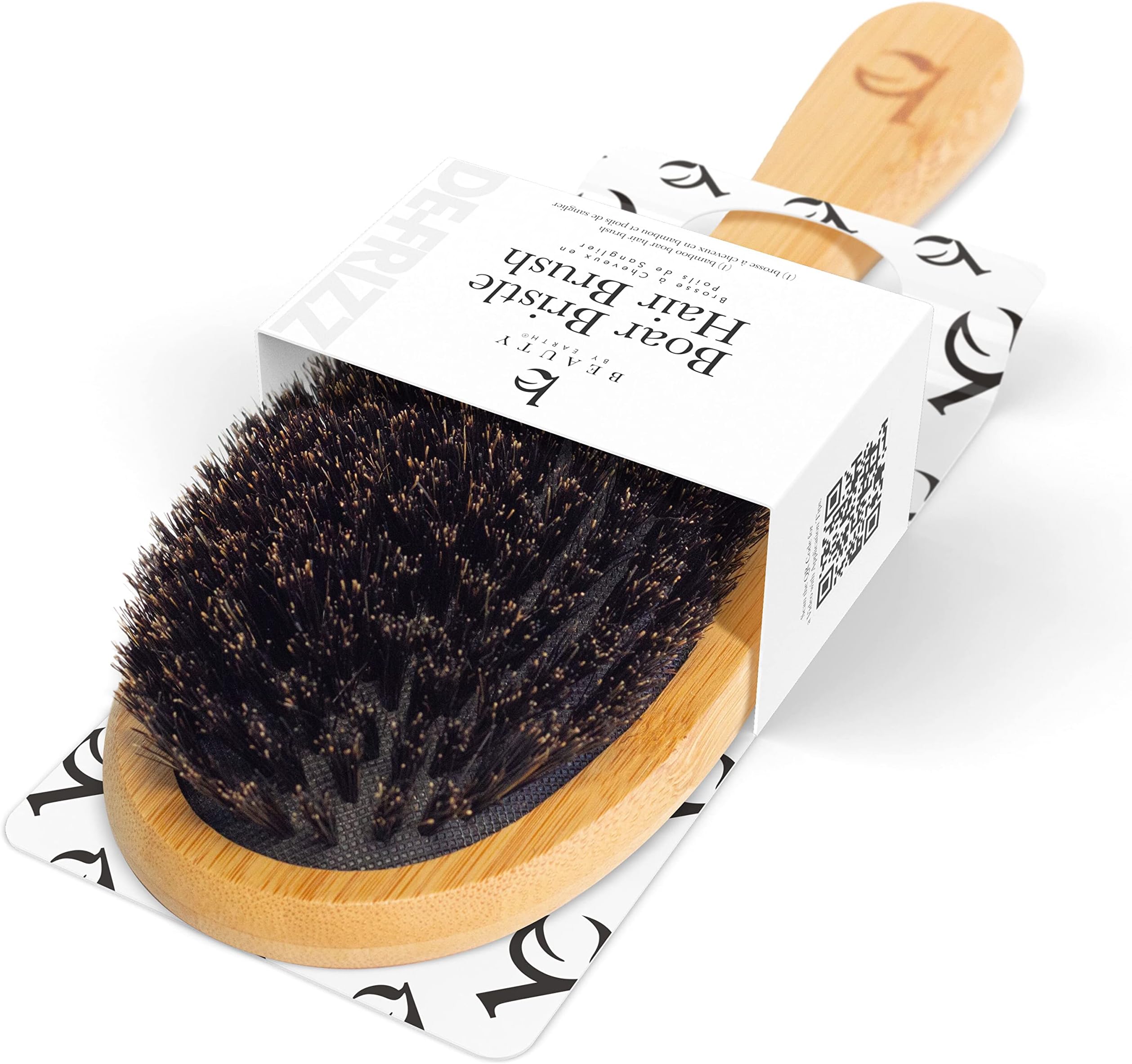 Boar Bristle Hair Brush - Smoothing Soft Bristle Brush for Men, Women & Kids, Bamboo and 100% Boar Bristles for Fine & Thin Hair, Distributes Oils for Natural Shine, Soft & Gentle on Scalp