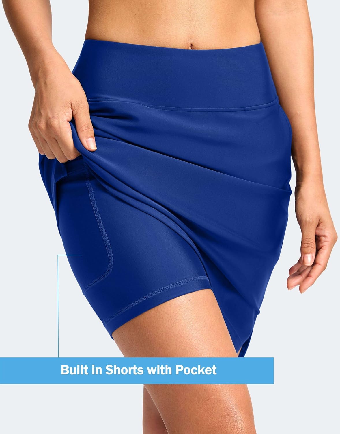 Viodia Women's 20" Long Swim Skirt Skort High Waisted Modest Bathing Suit Swimsuit Bottoms Beach Tankini Bikini with Skirt - Image 5