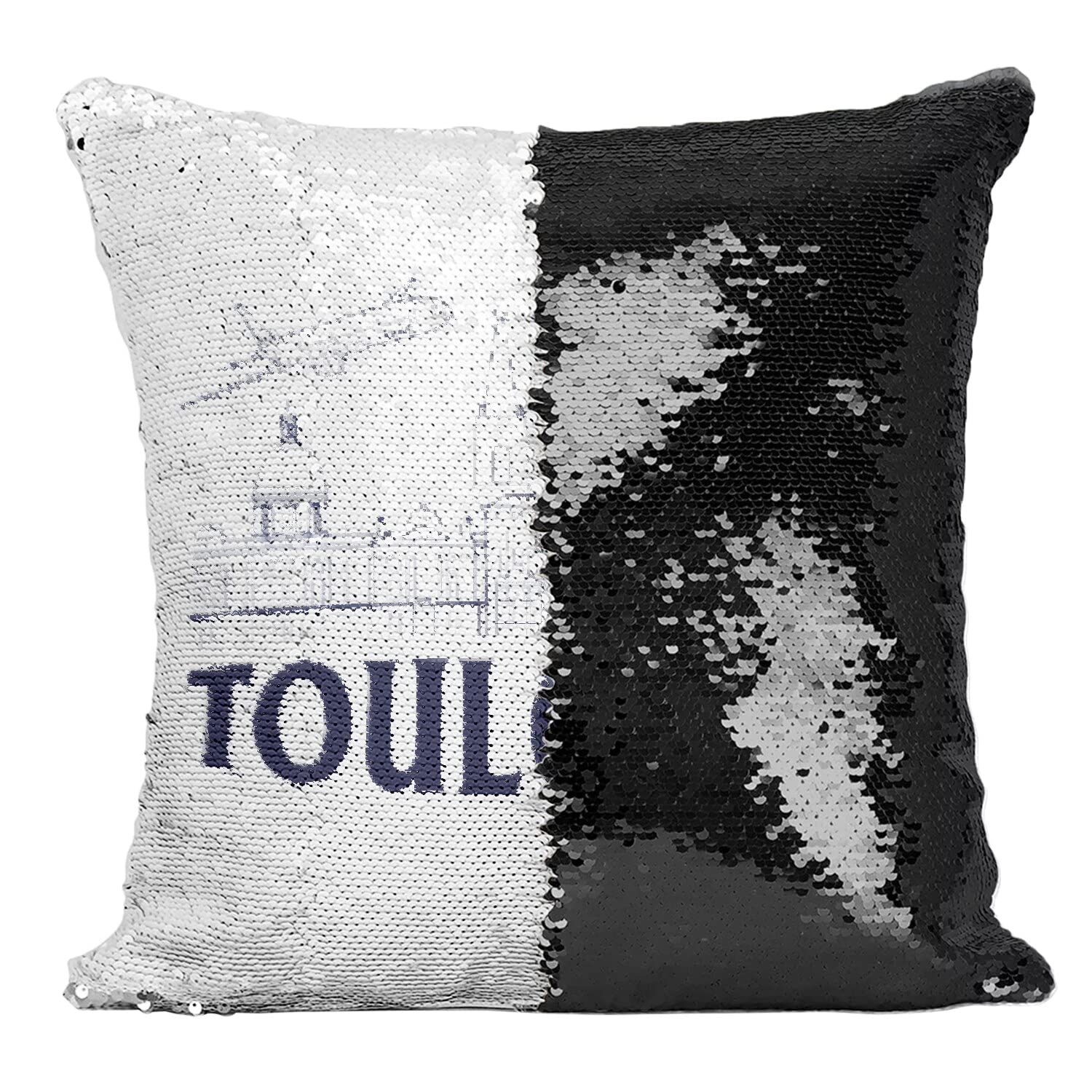 Coussin Sequin Paillettes Noir Toulouse Capitole Idée Cadeau Souvenir France