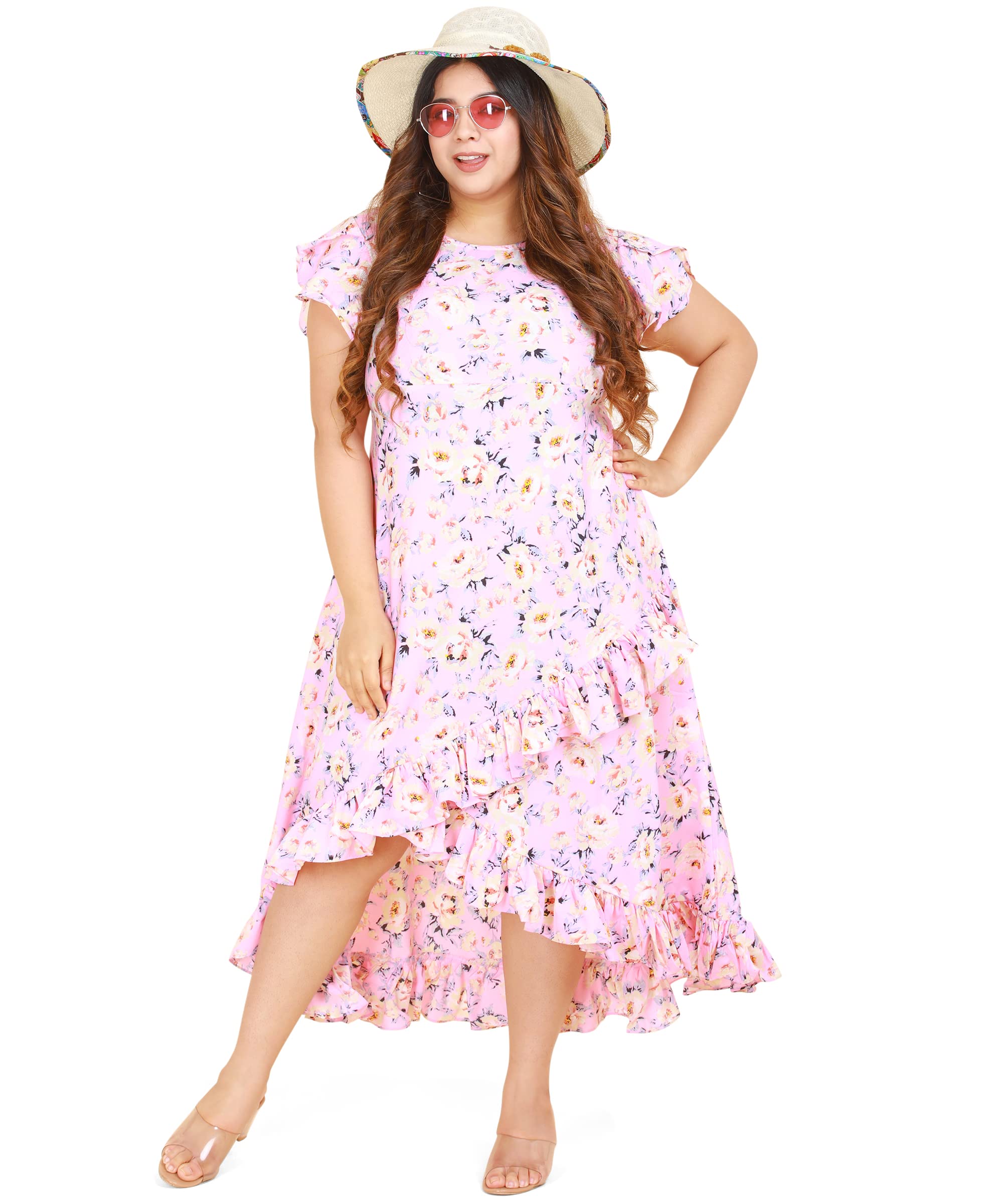 Oomph! Women's Western & Fusion Wear Crepe Wrap Maxi Dress - Pink