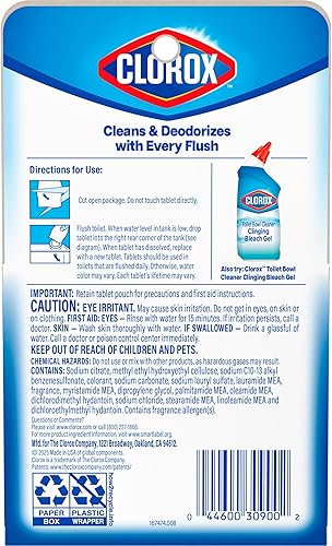 Miniatura 16 de Pastillas para inodoro Clorox Ultra Clean Bleach & Blue, aroma limpio para lluvia, 2.47 onzas cada una, 4 unidades (el paquete puede variar)