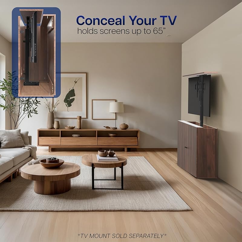 VIVO Walnut TV Cabinet Designed for MOUNT-E-UP65A, CASE-EUP65WN image 5