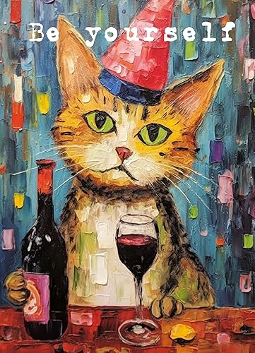 Miniatura 4 de PIXILUV DE-MOTIVATION Tarjeta de felicitación  Gato alcohólico deprimido con mensaje inspirador irónico para ti  Divertida tarjeta de felicitación