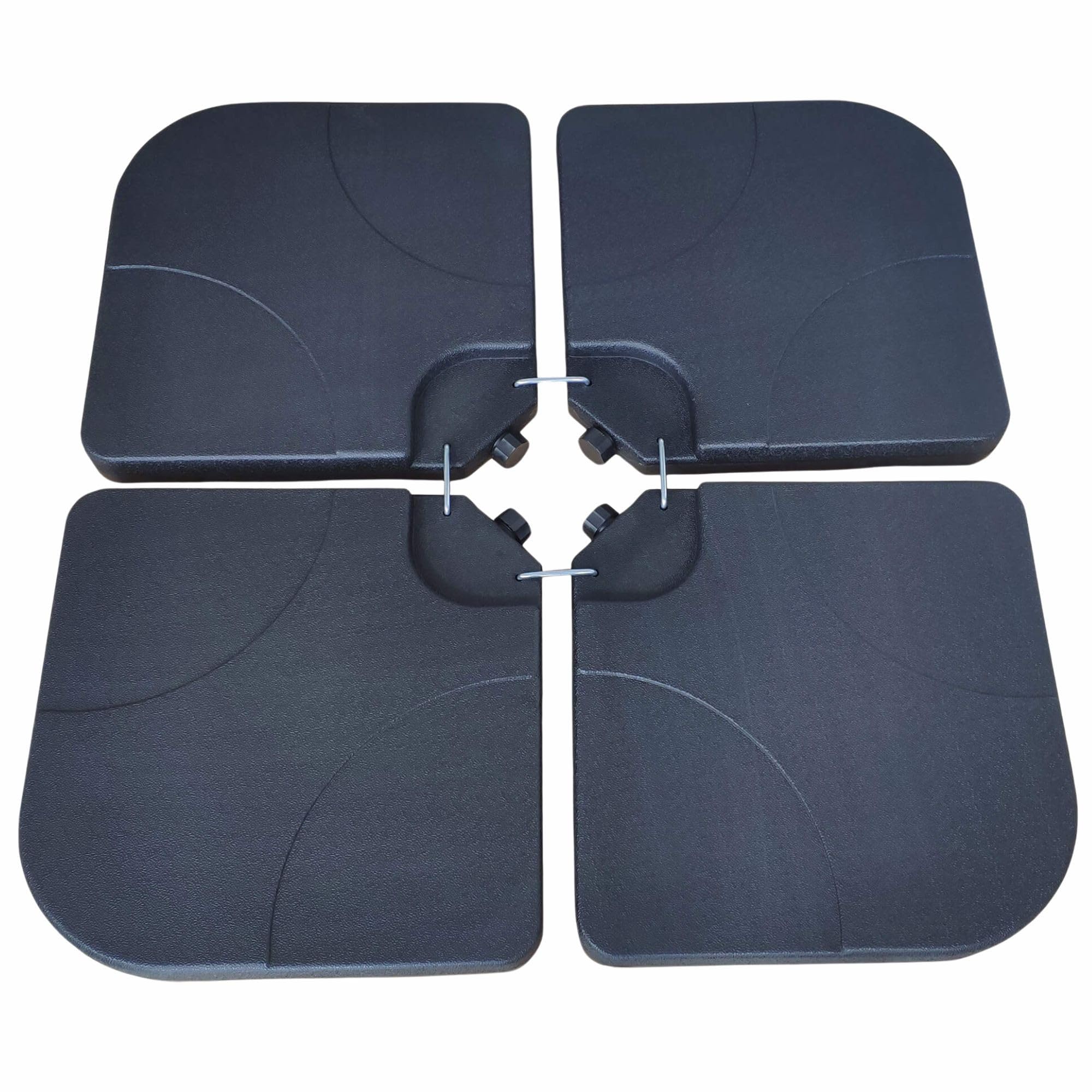 AKORD Pied de Parasol Carré UB 50x50 4 pièces | Pied de parapluie pour parasol 60 L / 80 kg Remplissable avec de L'eau ou du Sable | Matériau HDPE | Noir
