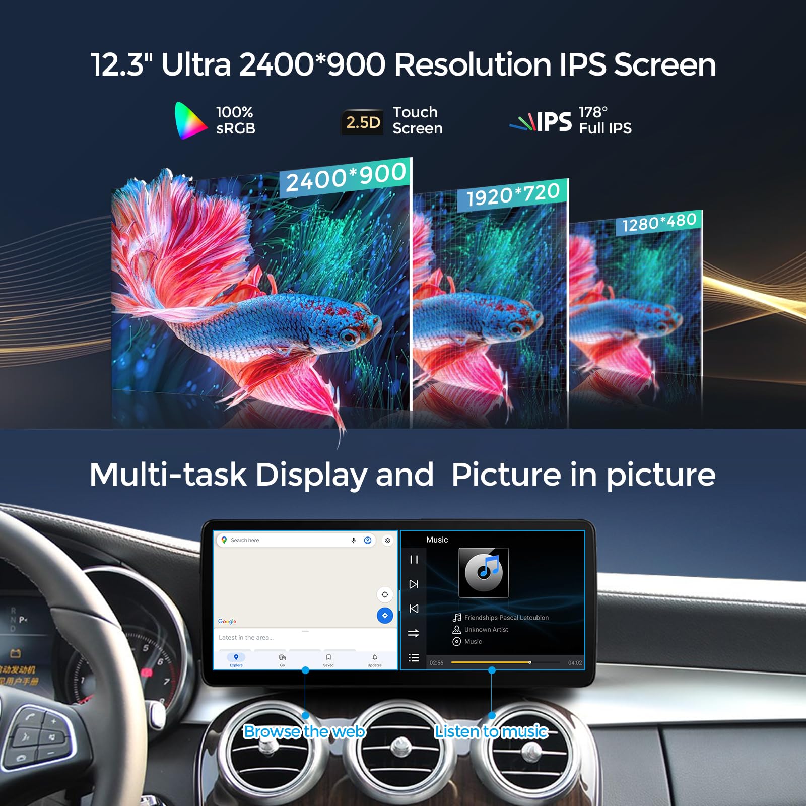 12.3" HD Car Radio Screen Stereo GPS per Mercedes C W205 GLC 253 NTG 5.0 Android 8 core Qualcomm 8 GB + 128 GB built-in Wireless CarPlay Android Auto DSP IPS 4G WiFi Bluetooth 5.1