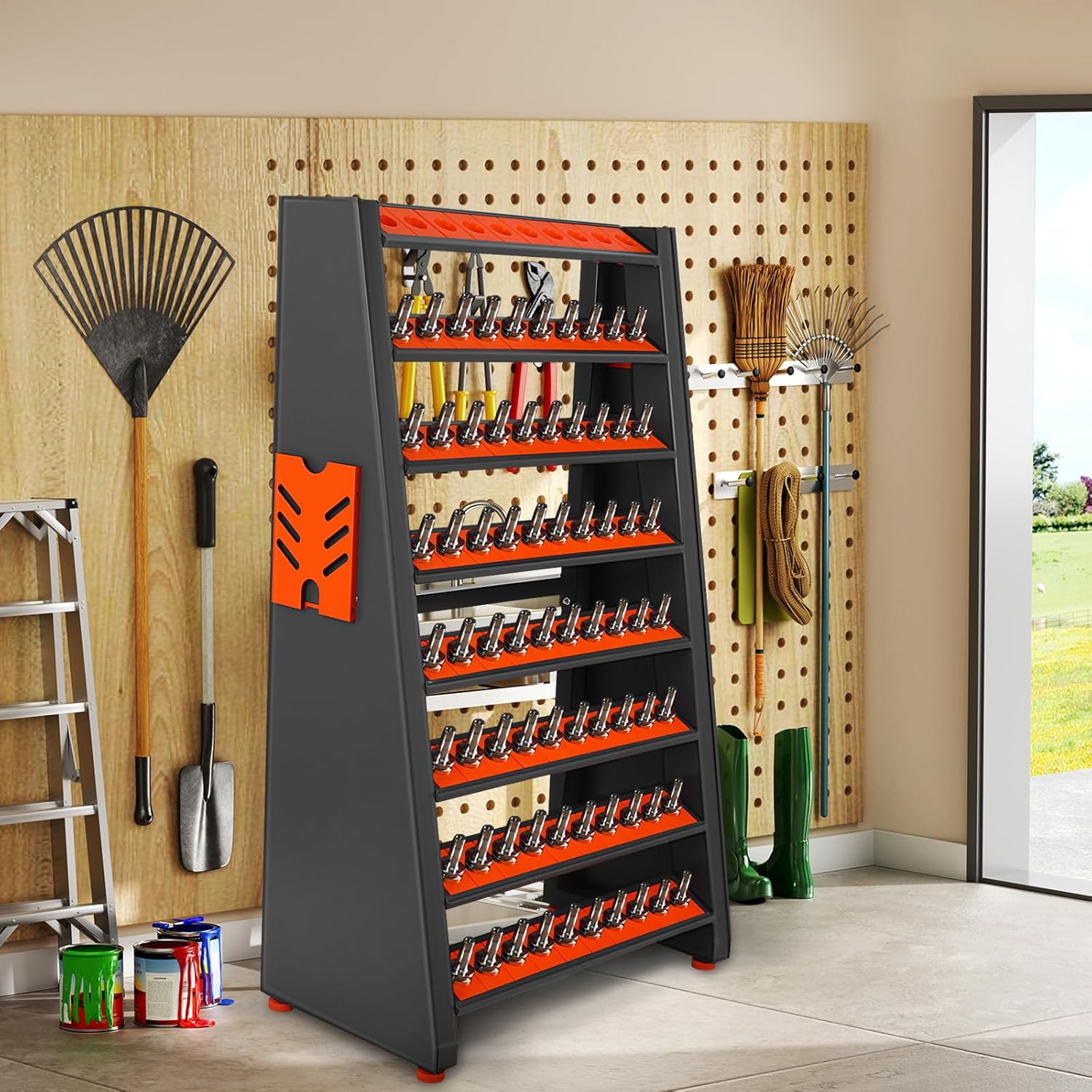 Cnc Tool Holder Screwdriver Storage Rack 8 Row Large Capacity Cnc Tool Storage Organizer for Workshop Shed Garage Home