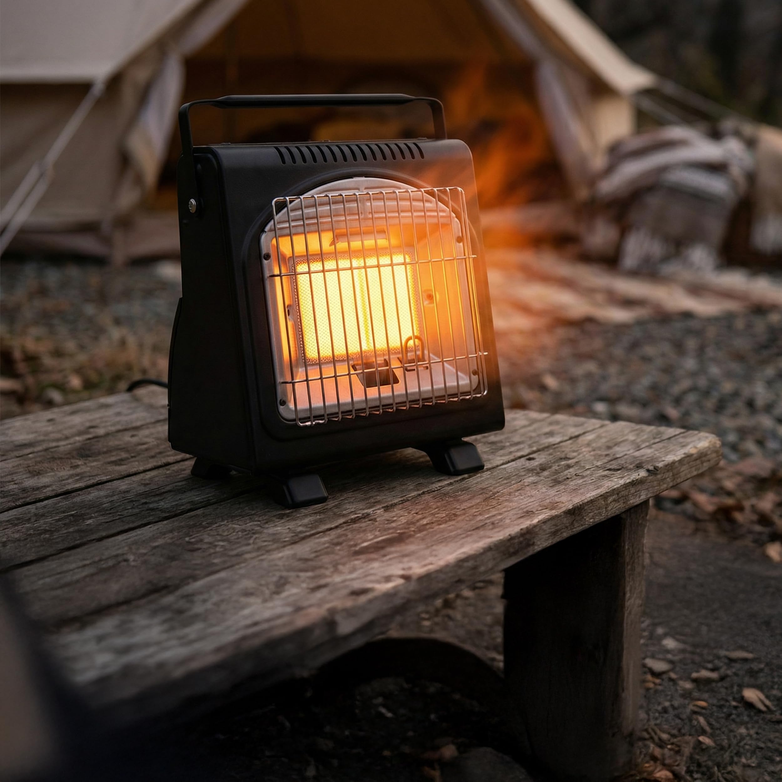 IMEX Chauffage au gaz de camping - 1,7 kW - Chauffage mobile pour tente - Avec fusible ODS en manque d'oxygène et protection anti-basculement - Chauffage à gaz en céramique pour extérieur, pêche et