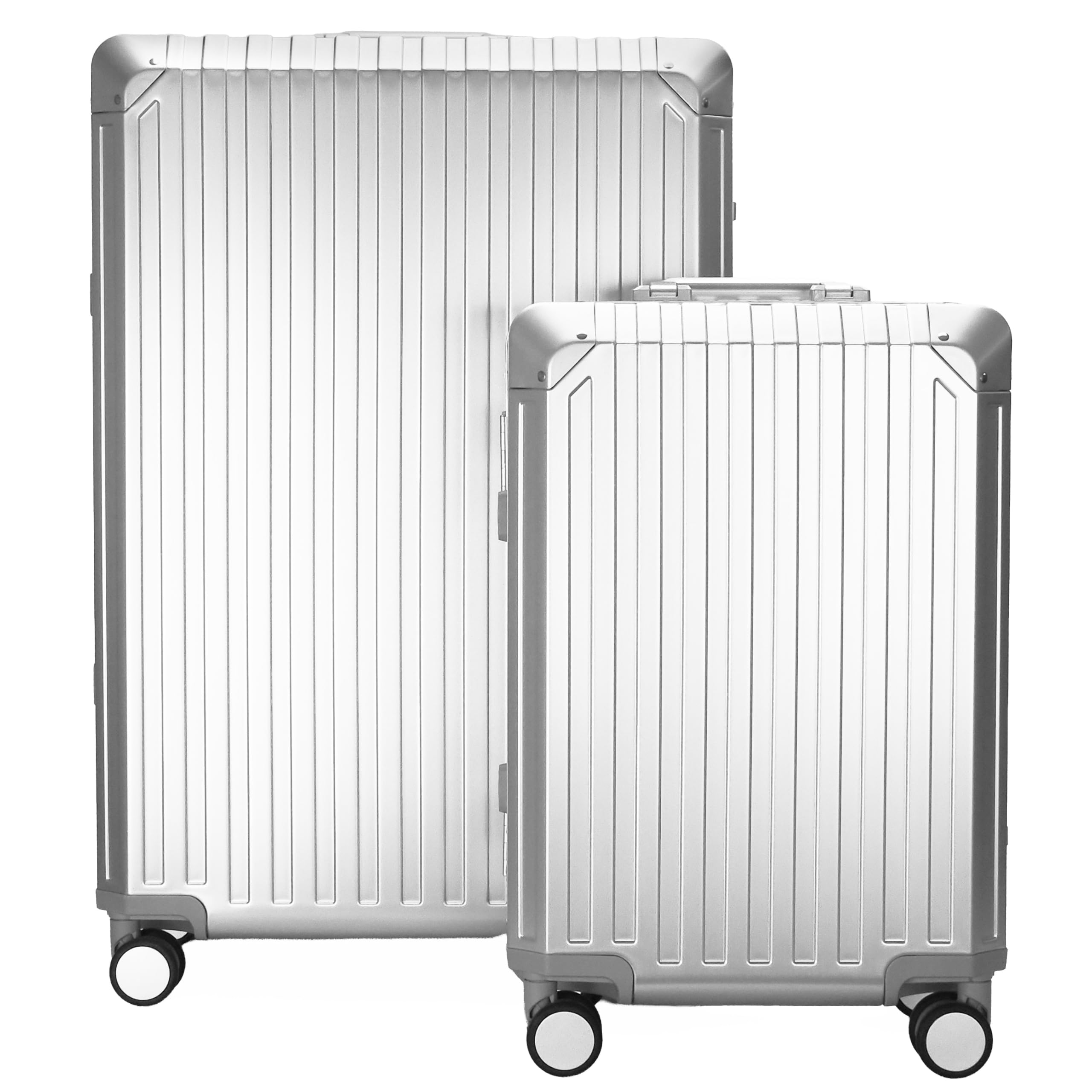 GLX2 X2 All Aluminum Luggage Suitcase 3 Sizes (20",26",29") TSA Lock Carry On Silver (Double Set 20" & 29")