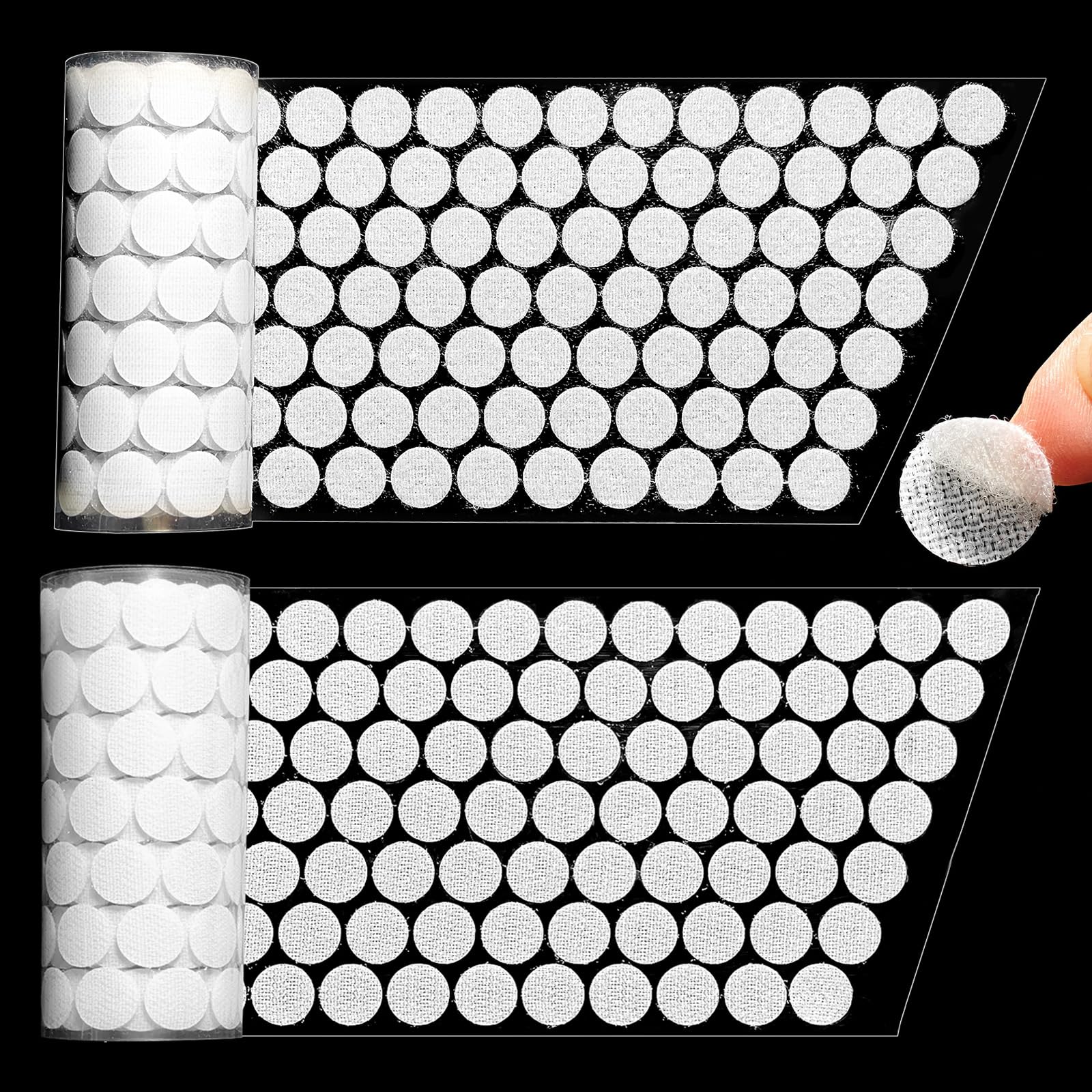1008 Pieces 15mm White Nylon Hook and Loop Dots, Self Adhesive Round Double Sided Sticky Fasteners for Crafts, Office, Home, School – 504 Pairs